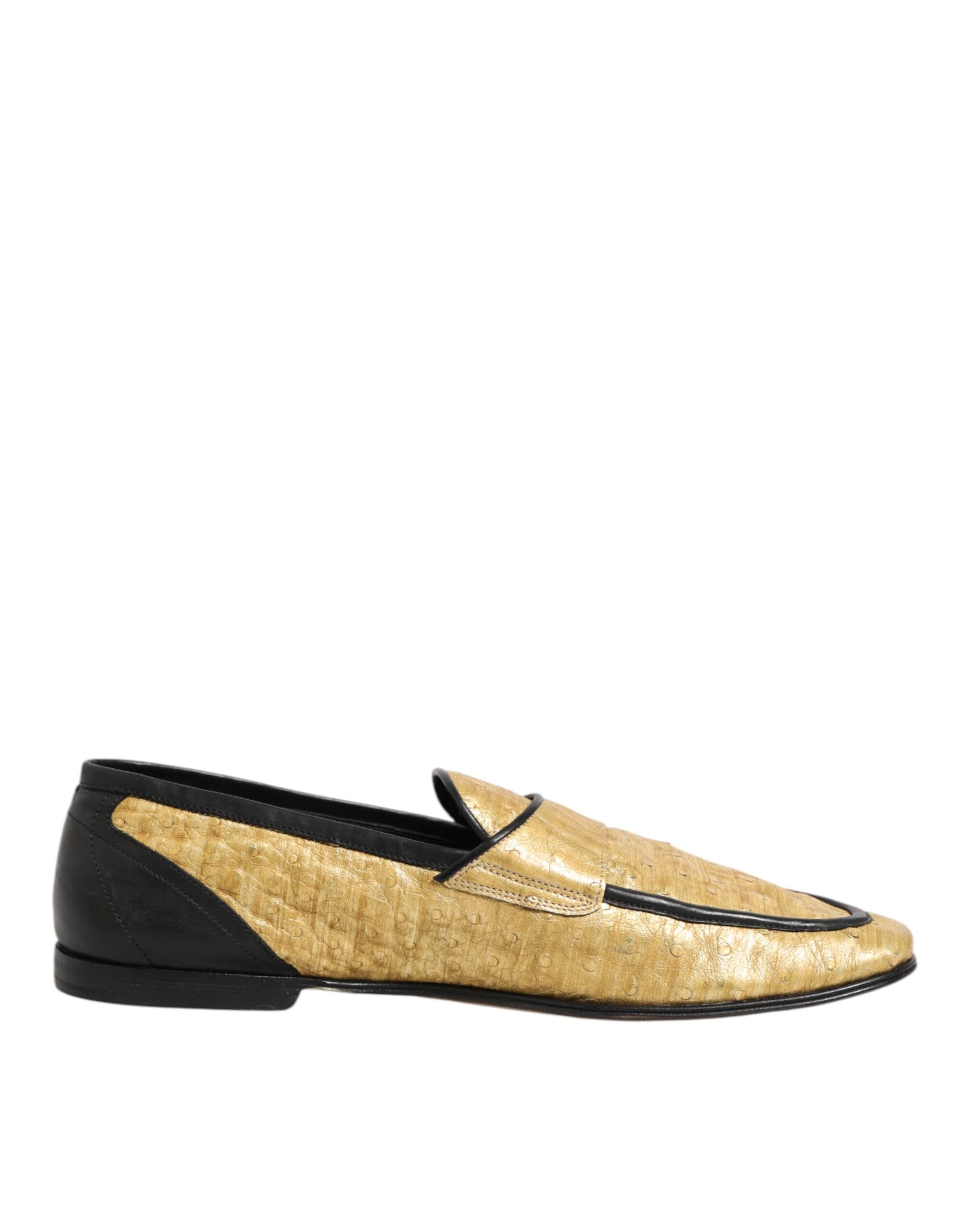 Yellow Black Leather Slip On Loafers Shoes