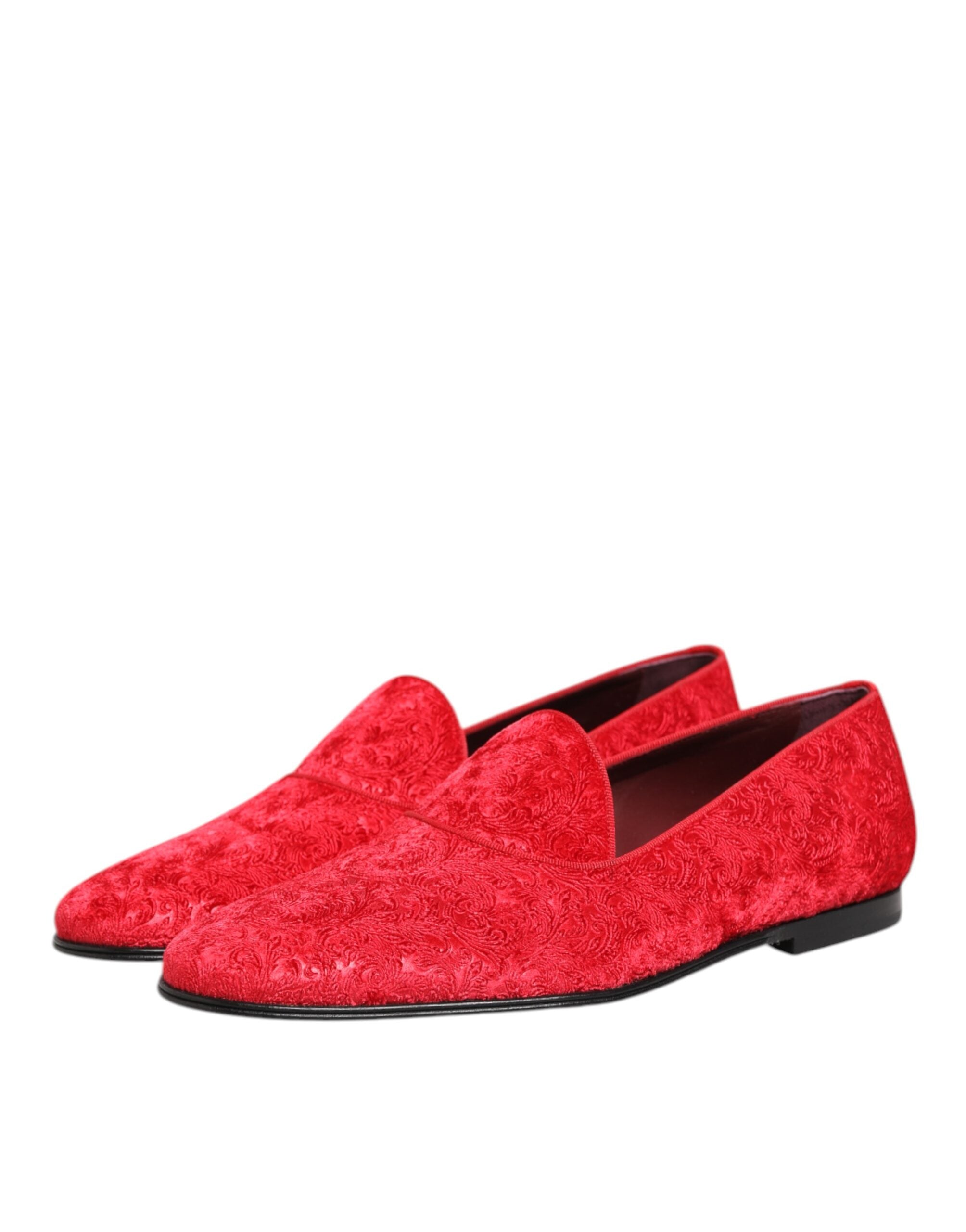 Red Jacquard Loafers Formal Men Dress Shoes