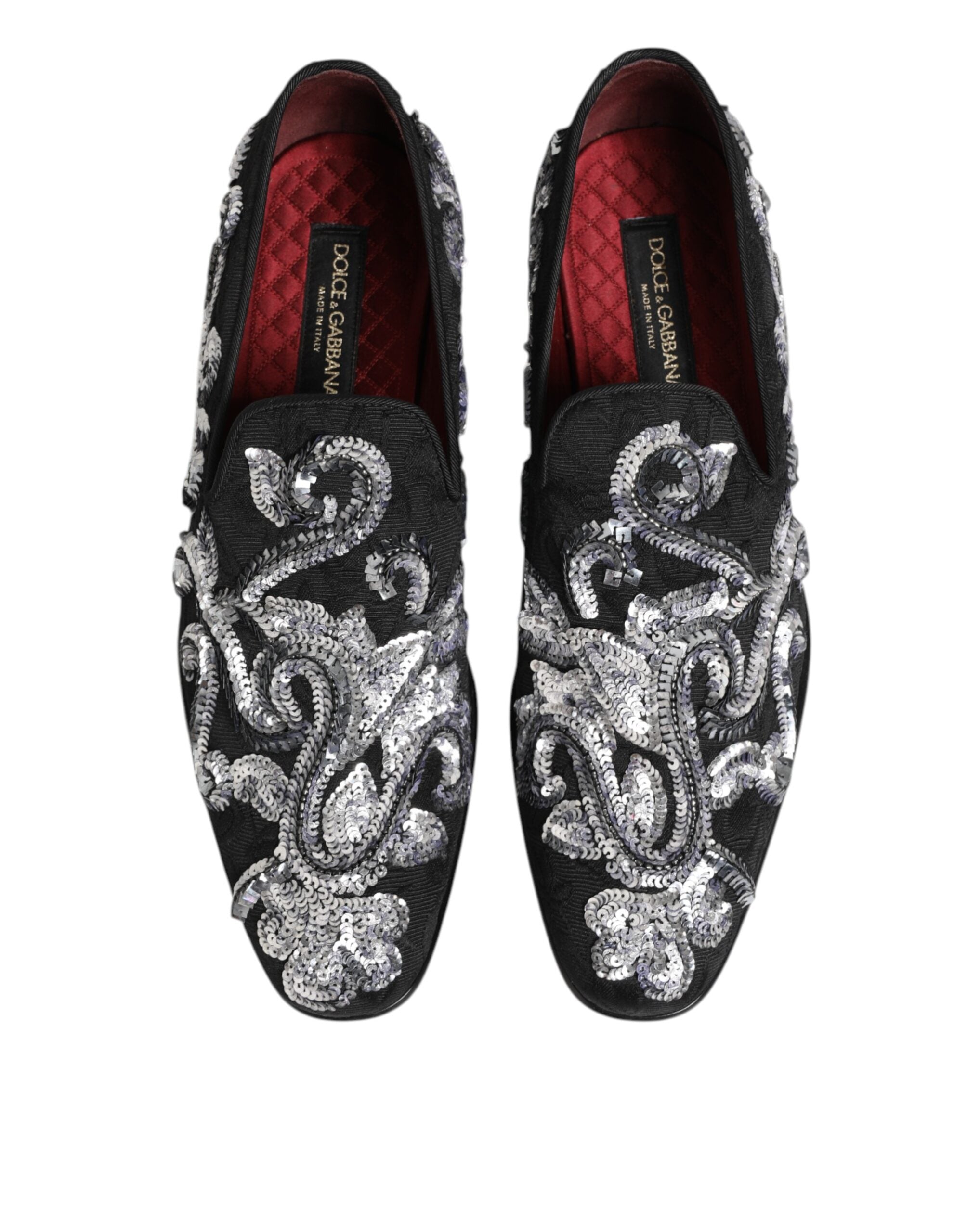 Black Silver Sequined Loafers Men Dress Shoes