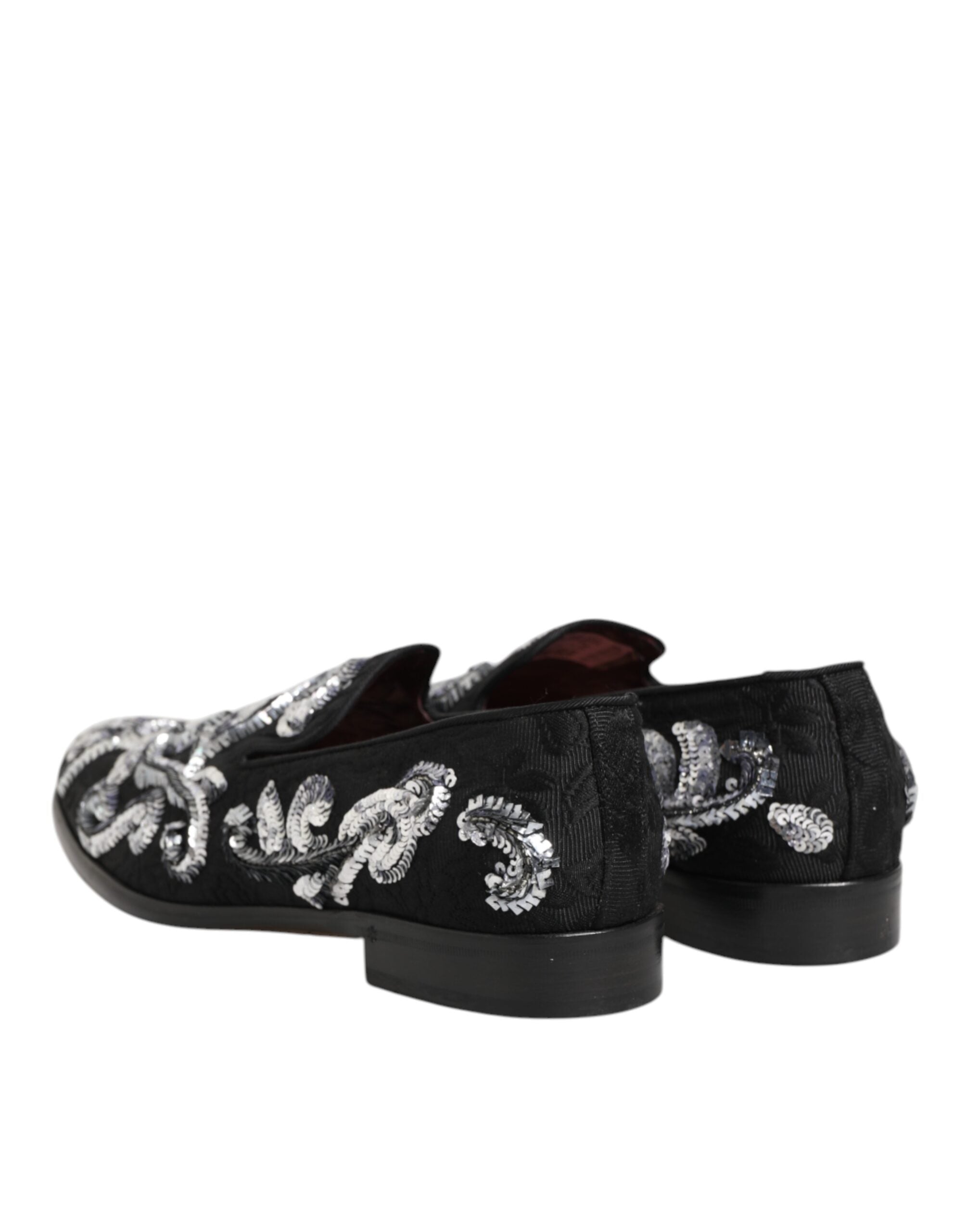 Black Silver Sequined Loafers Men Dress Shoes