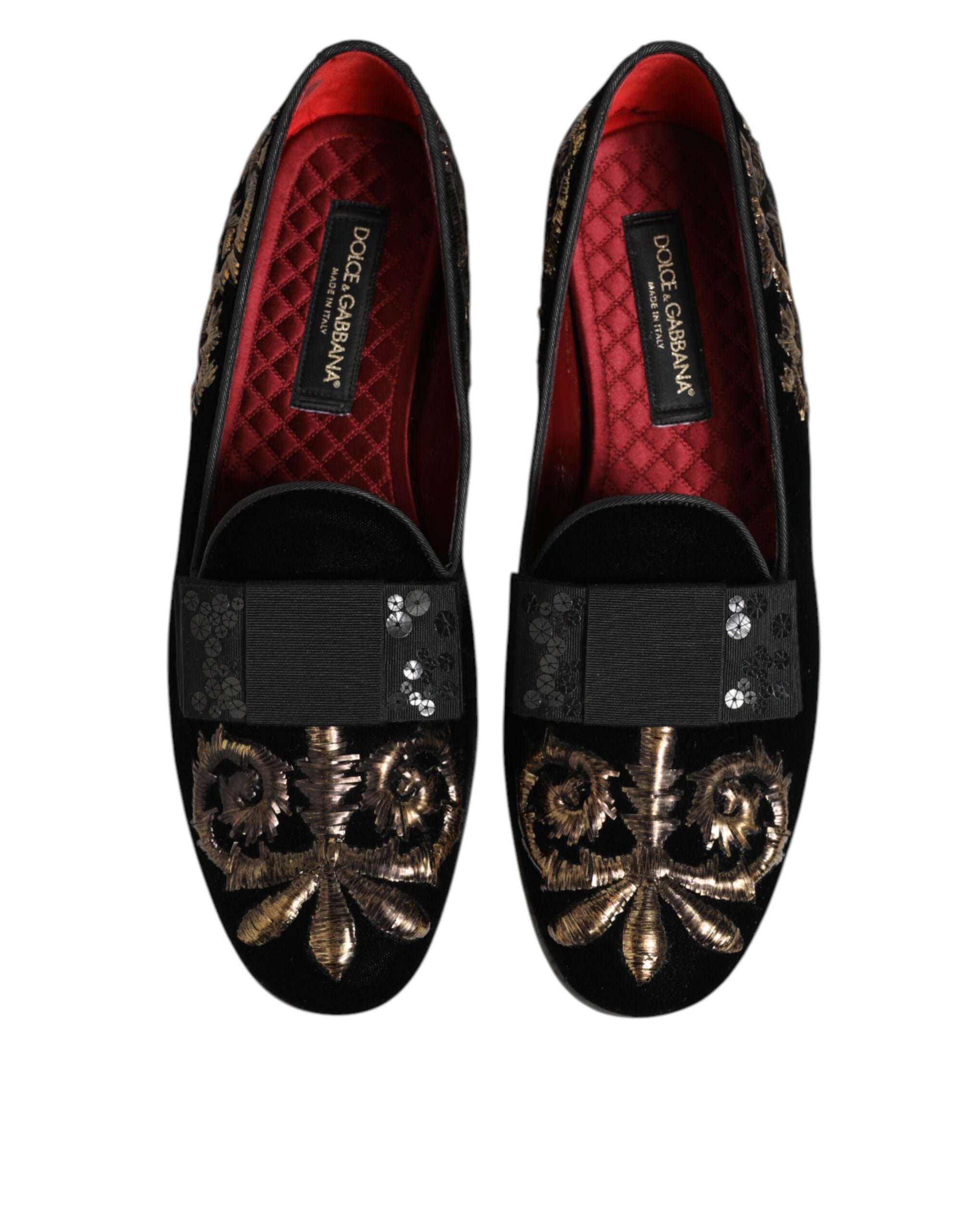 Black Velvet Embroidery Formal Loafers Shoes