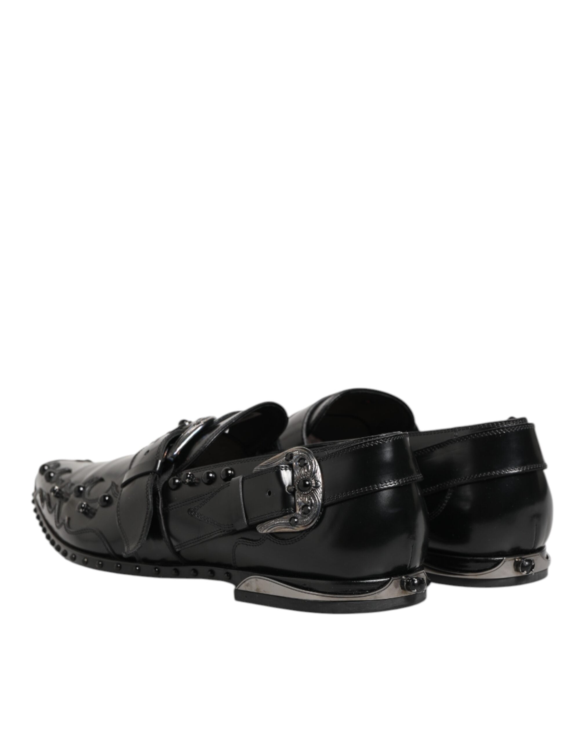 Black Embellished Dress Monk Strap Shoes
