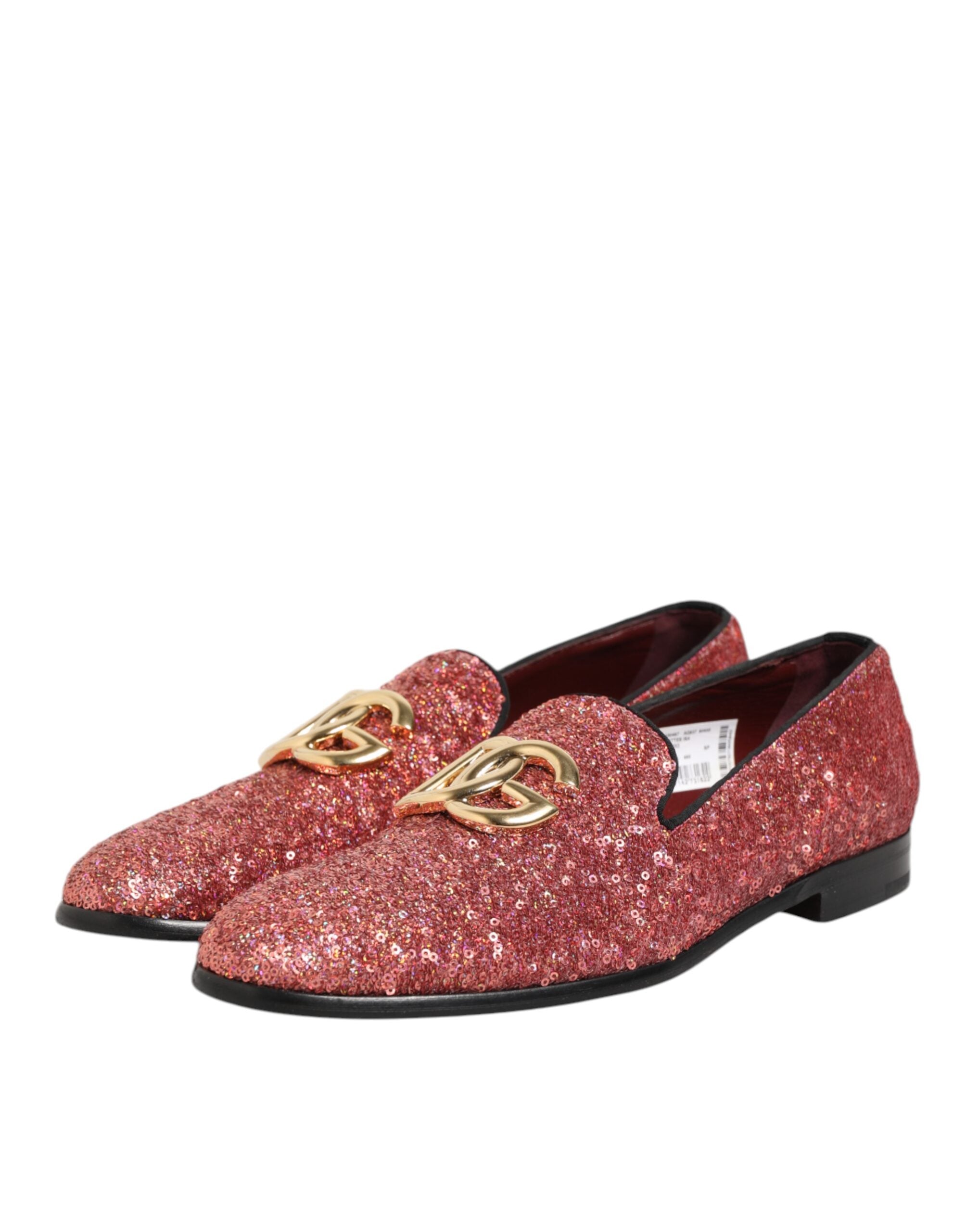 Pink Sequined Loafers Formal Dress Men Shoes