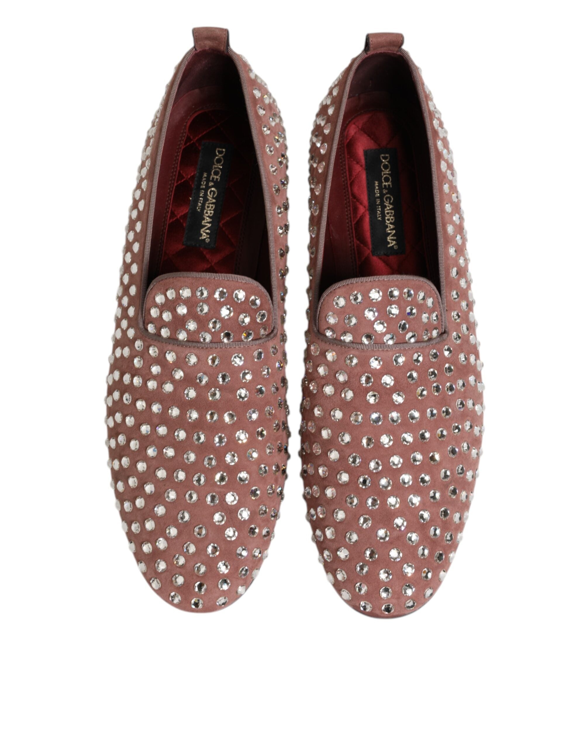 Pink Suede Crystals Loafers Men Dress Shoes