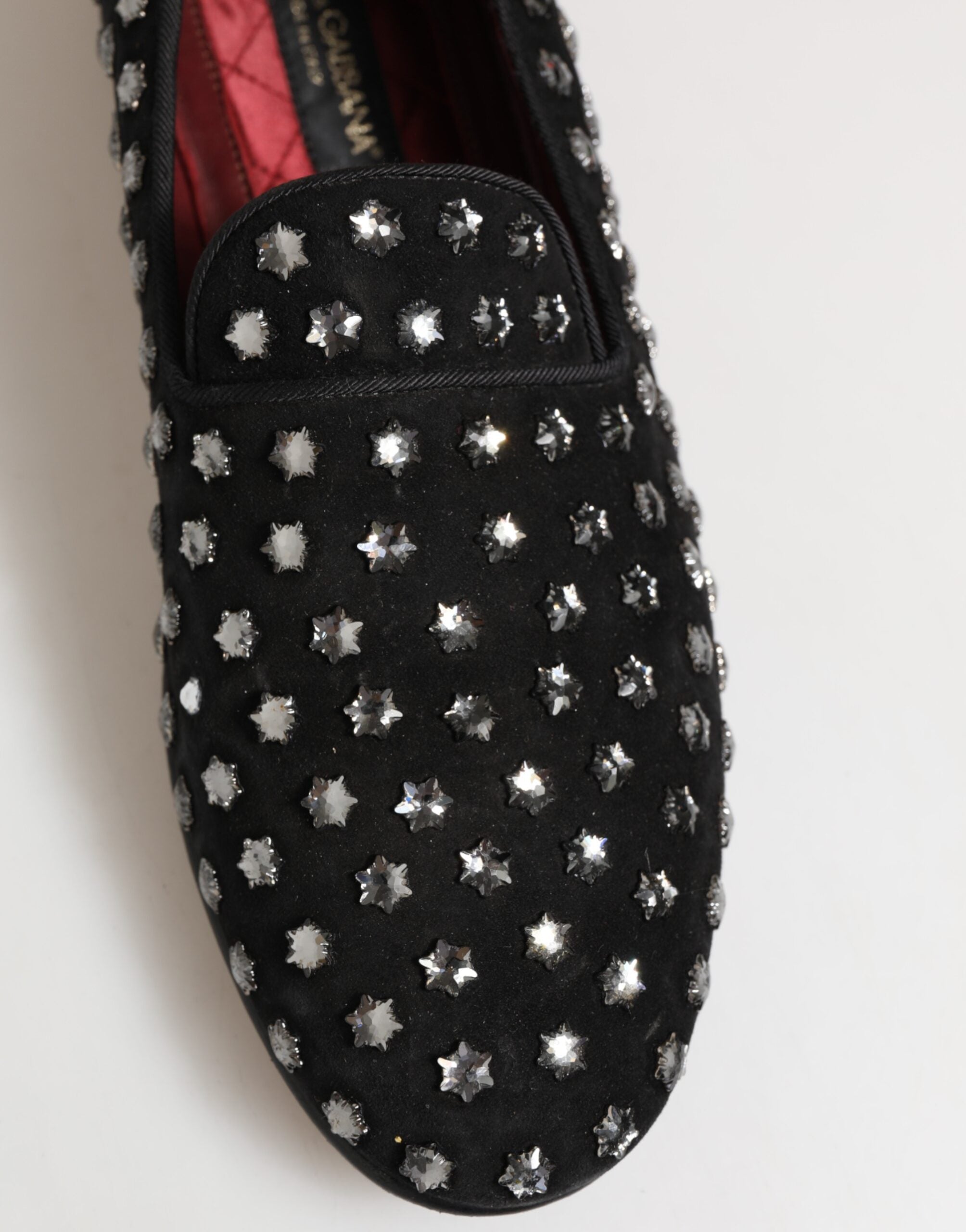 Black Crystal Embellished Loafers Dress Shoes