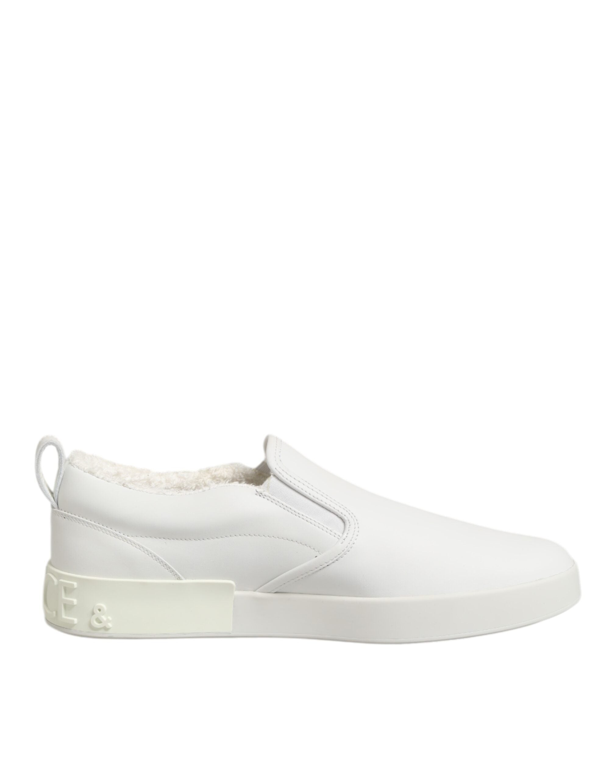 White Leather Low Top Slip On Sneakers Shoes