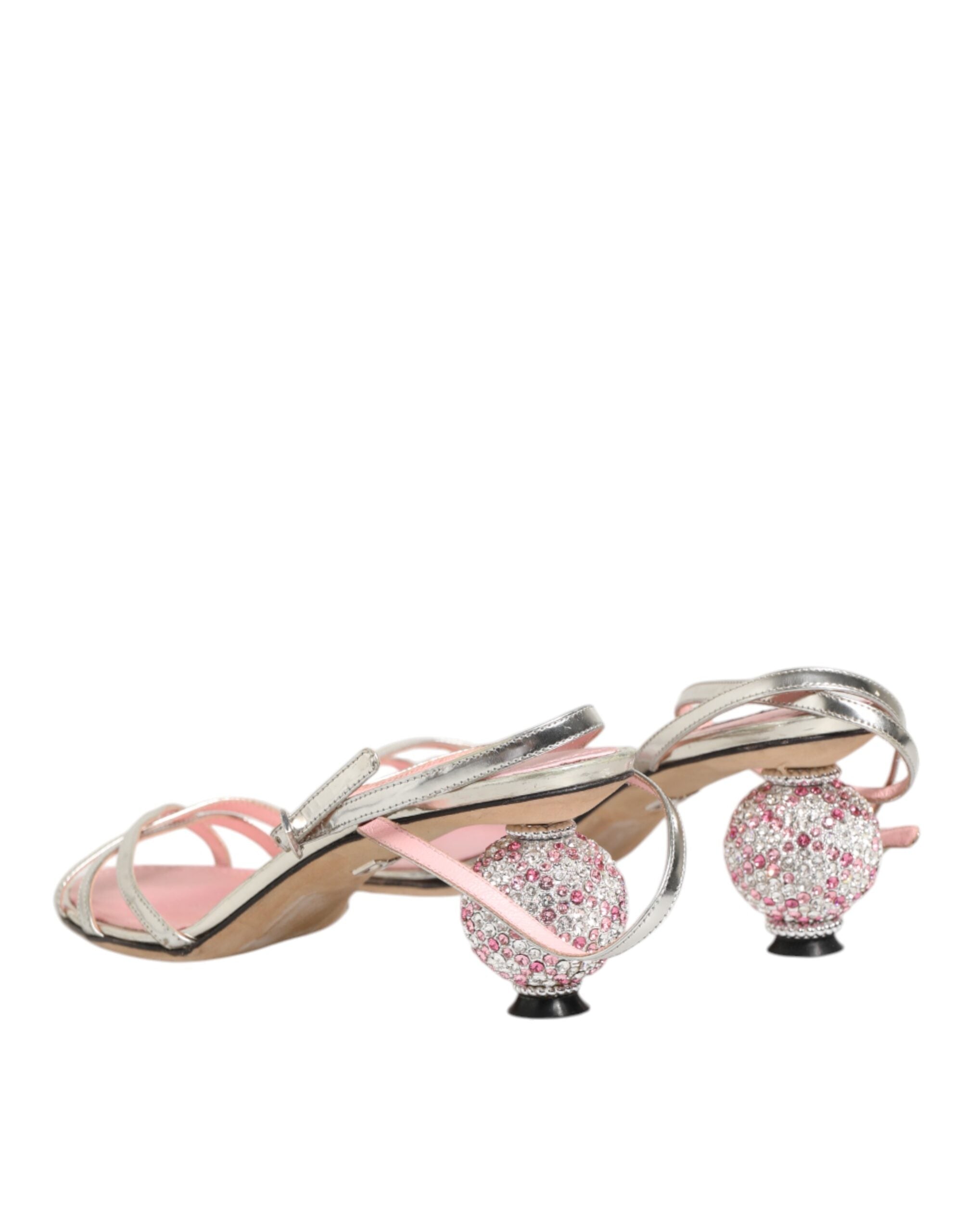 Pink Embellished Leather Ball-Heel Sandals Shoes