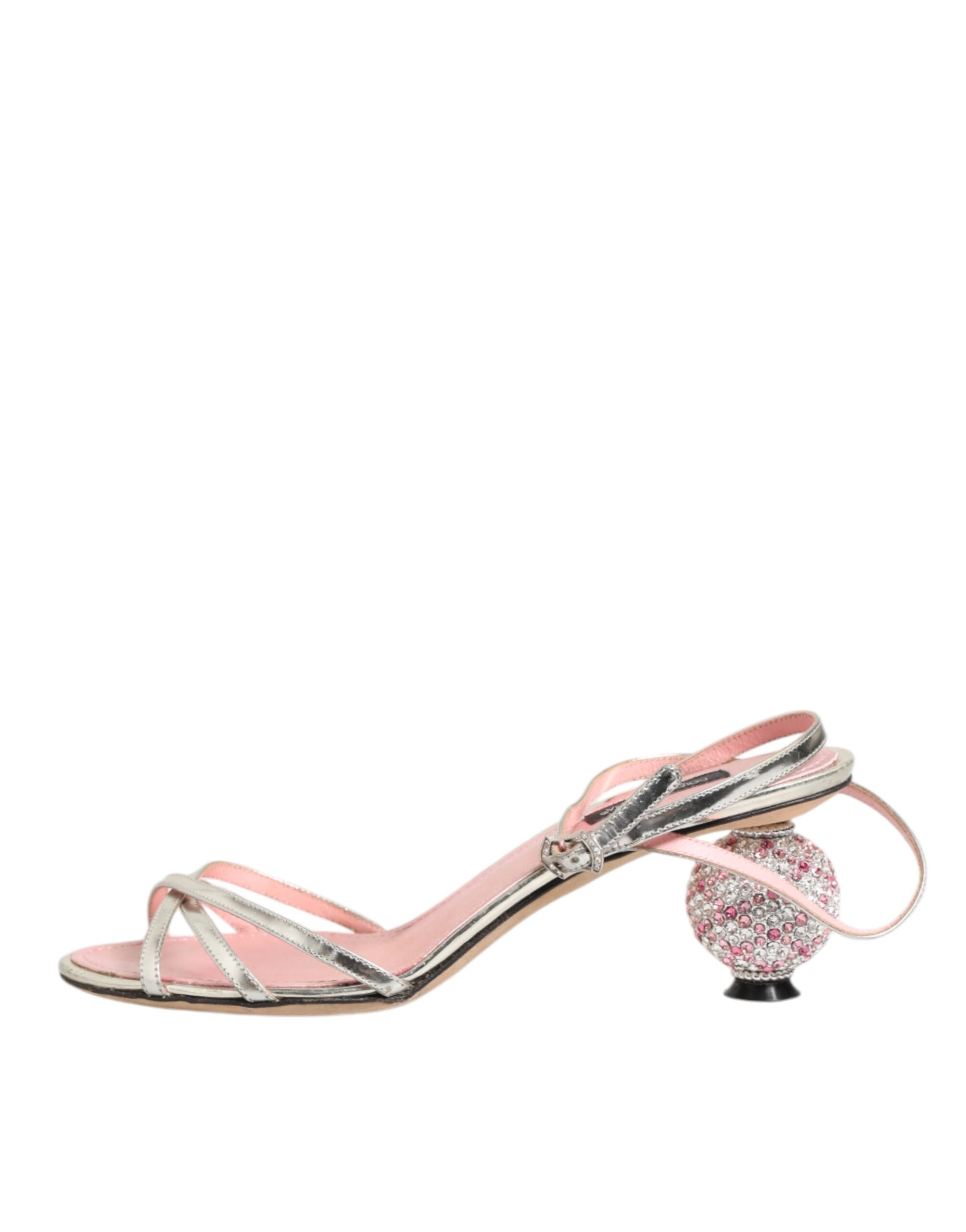 Pink Embellished Leather Ball-Heel Sandals Shoes