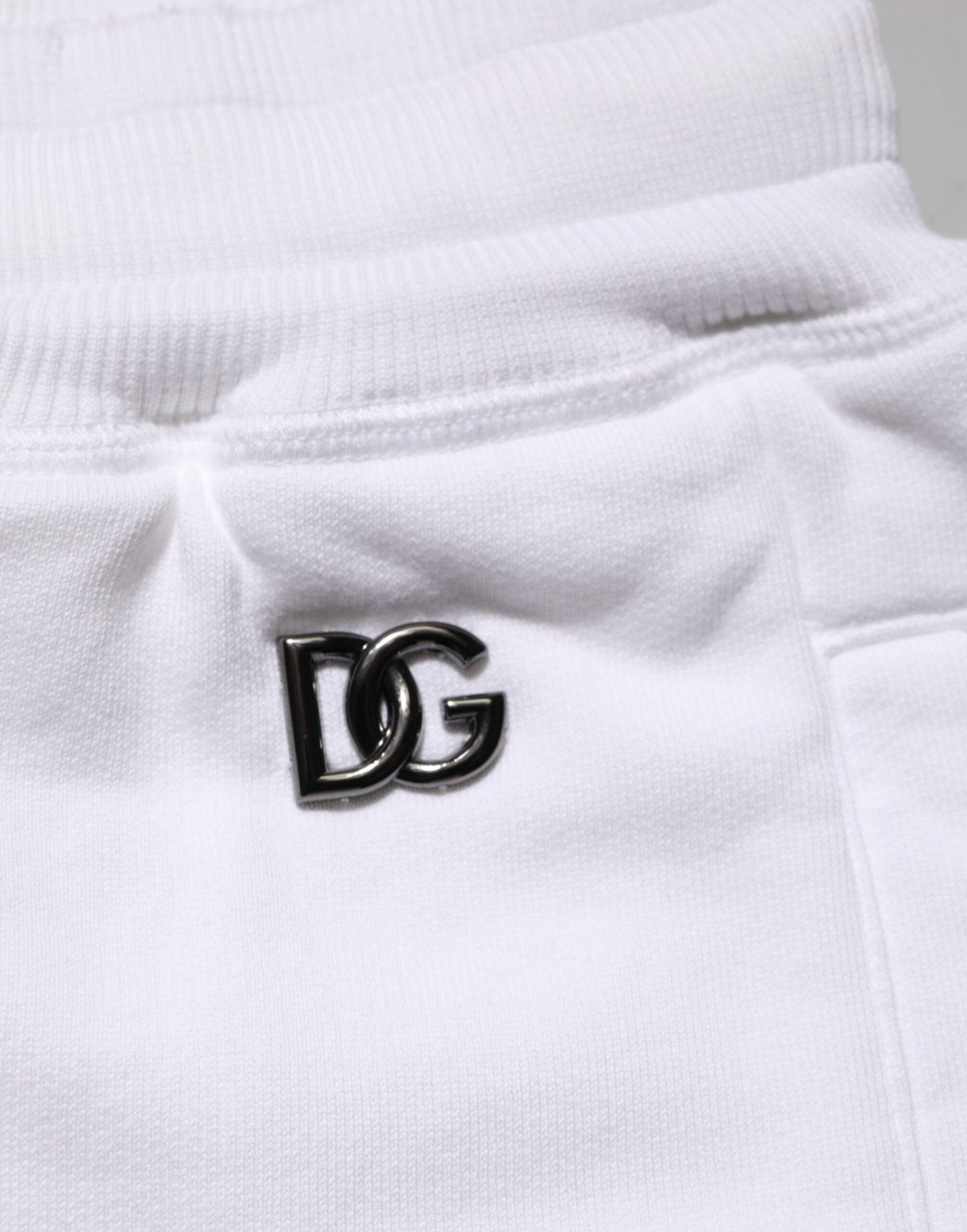 White Cotton Ripped Bermuda Sweatpants Shorts