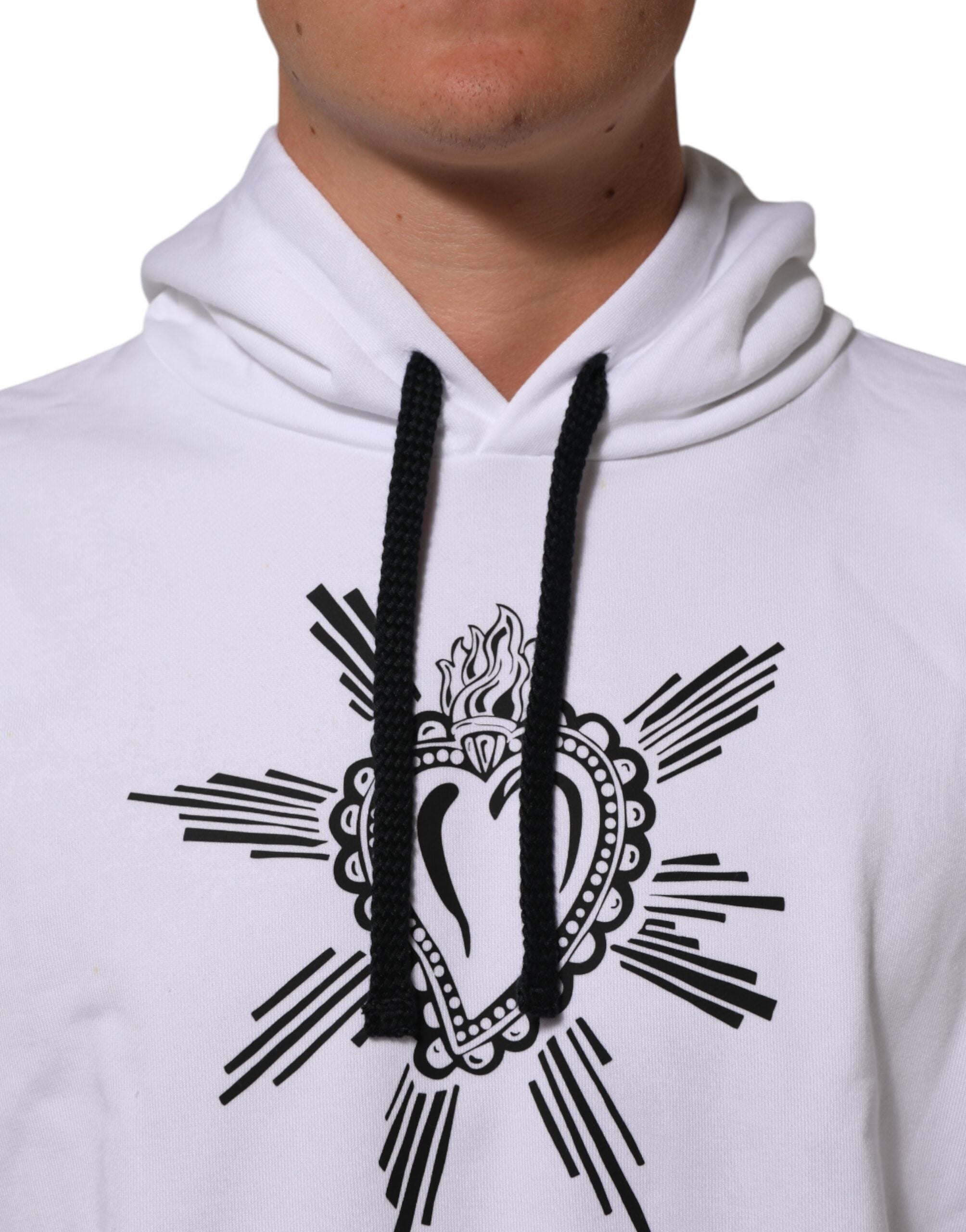 White Sacred Heart Hooded Sweatshirt Sweater