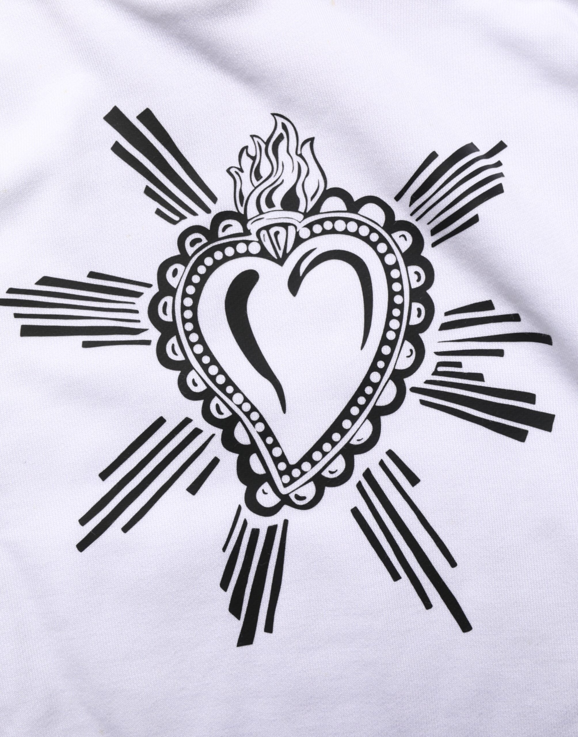 White Sacred Heart Hooded Sweatshirt Sweater
