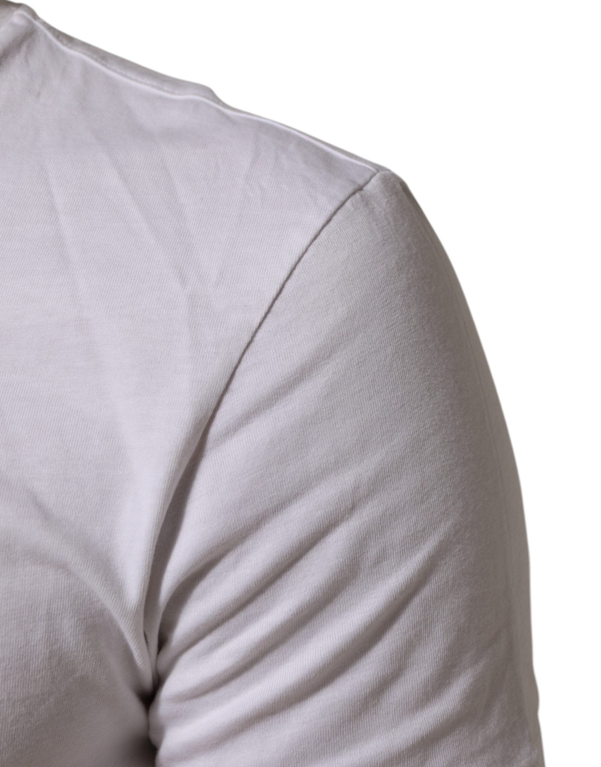 White Cotton Logo Print Crew Neck Men T-shirt