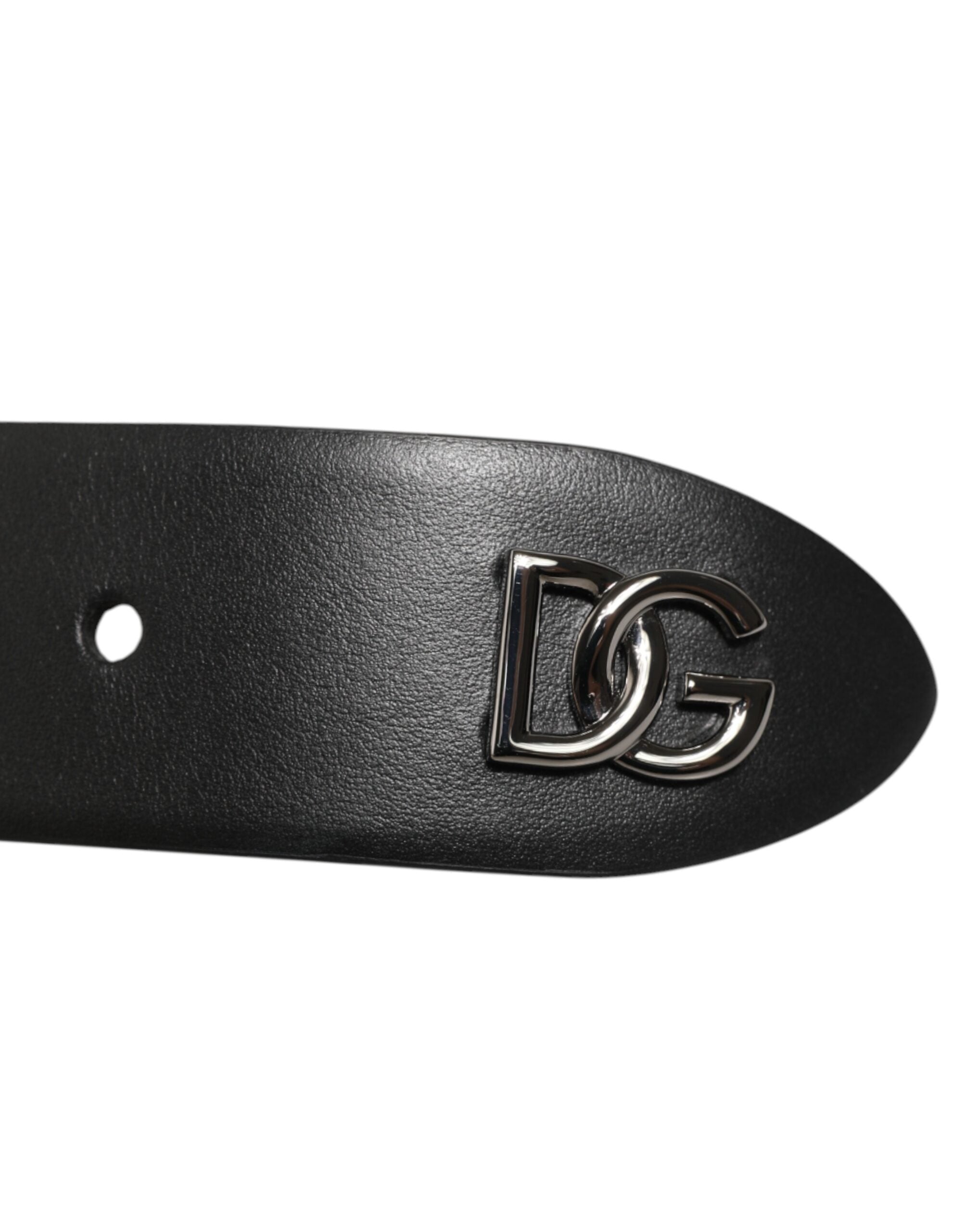 Black Calf Leather Studded Silver Buckle Belt