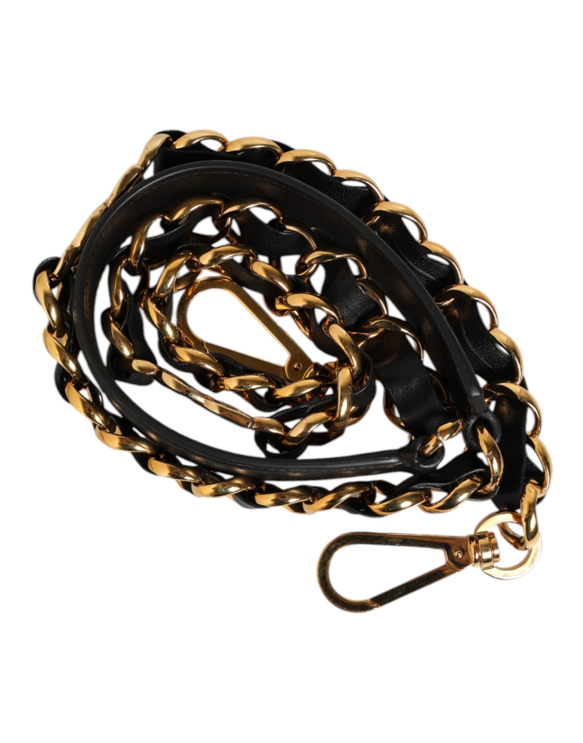 Black Leather Gold Chain Bag Accessory Shoulder Strap