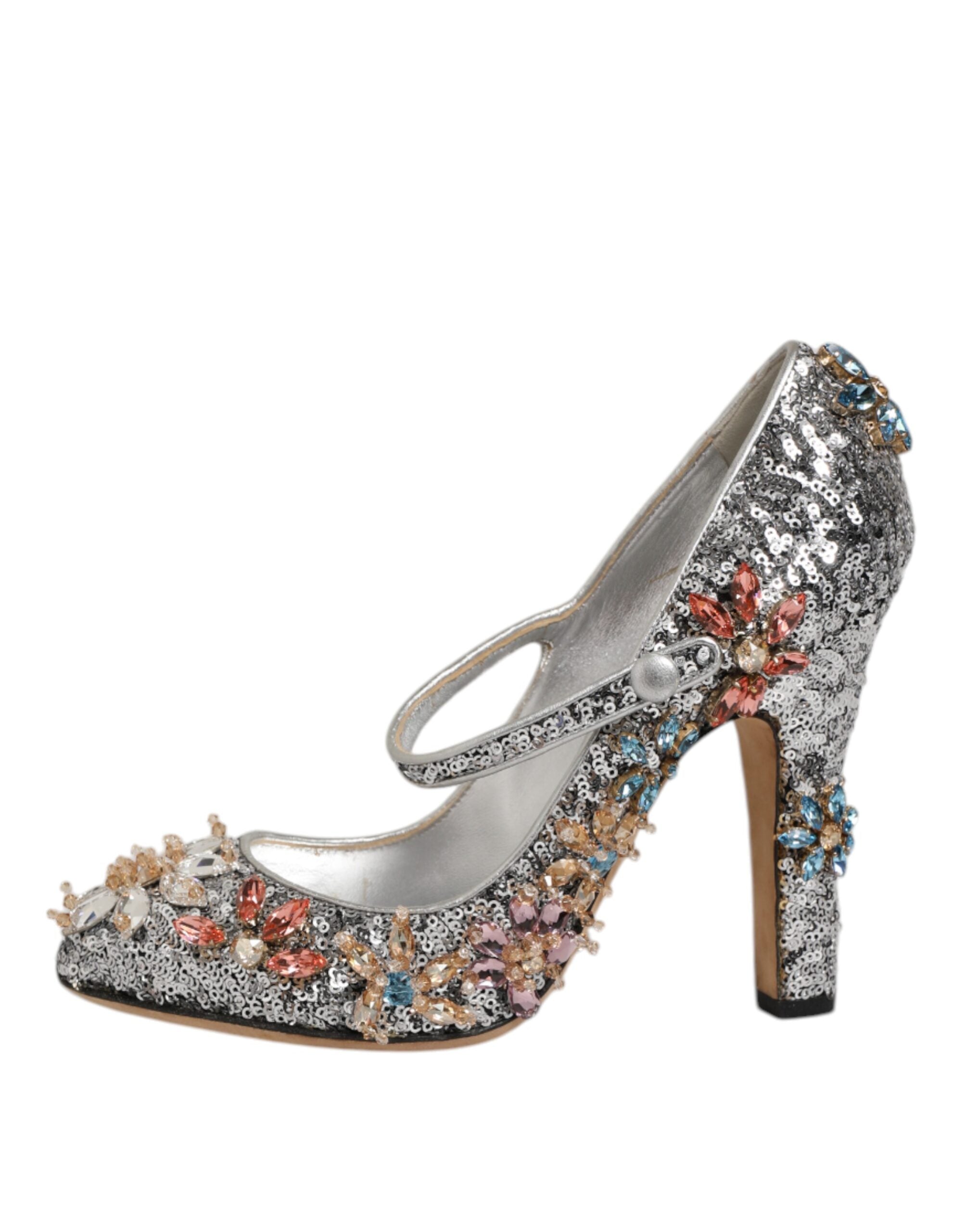 Silver Sequin Crystal Mary Janes Pumps Shoes