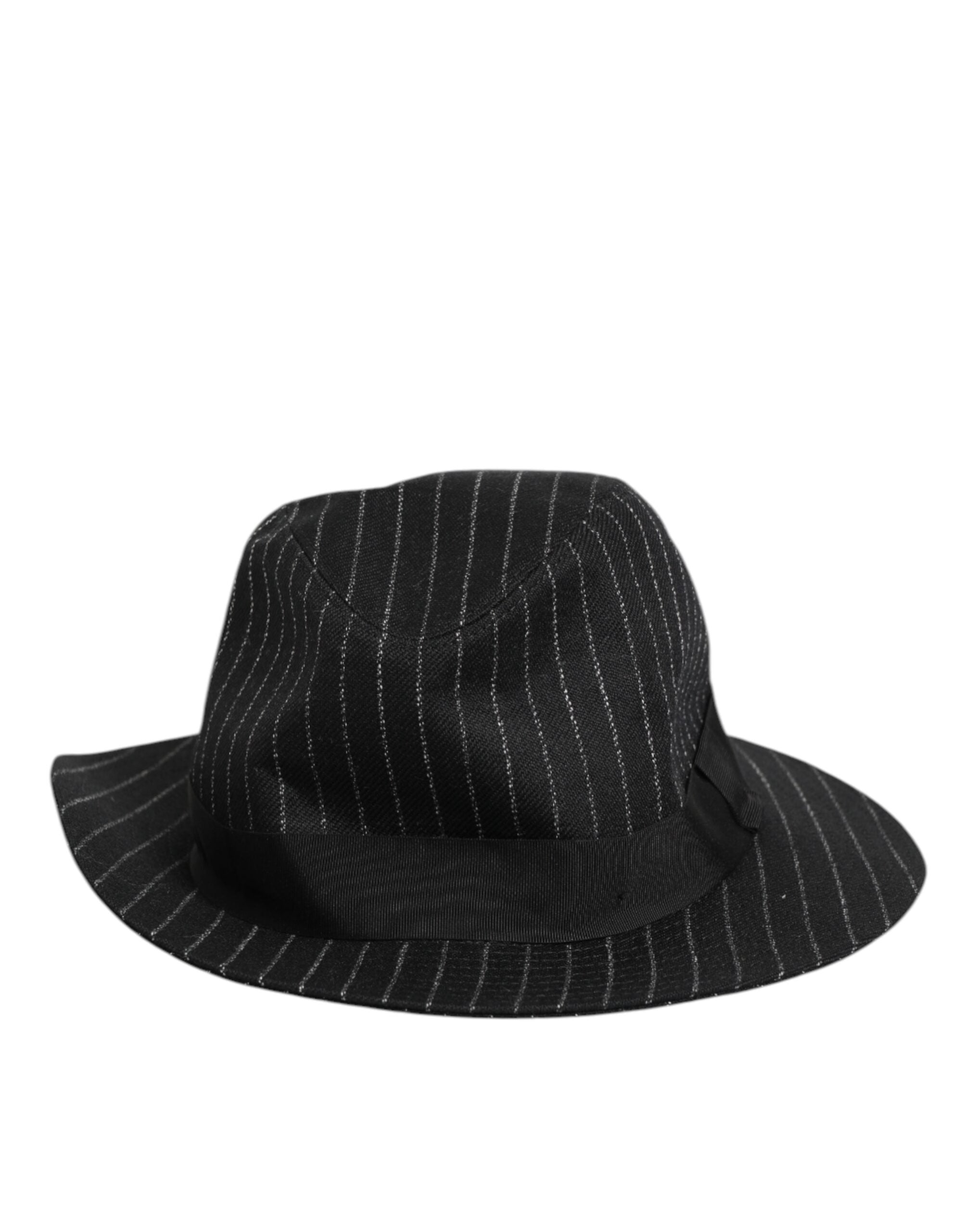 Black Striped Virgin Wool Men Fedora Capello Hat
