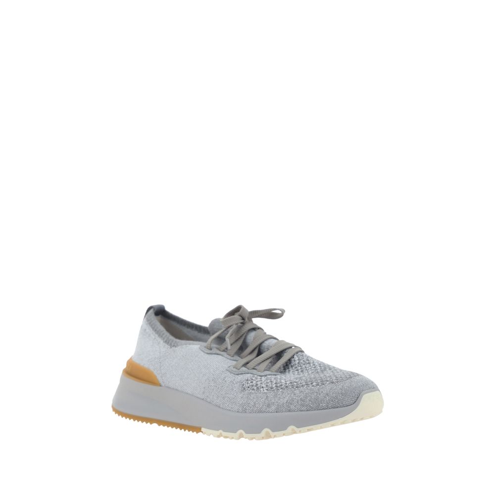 Gray Cotton Athletic Sneakers