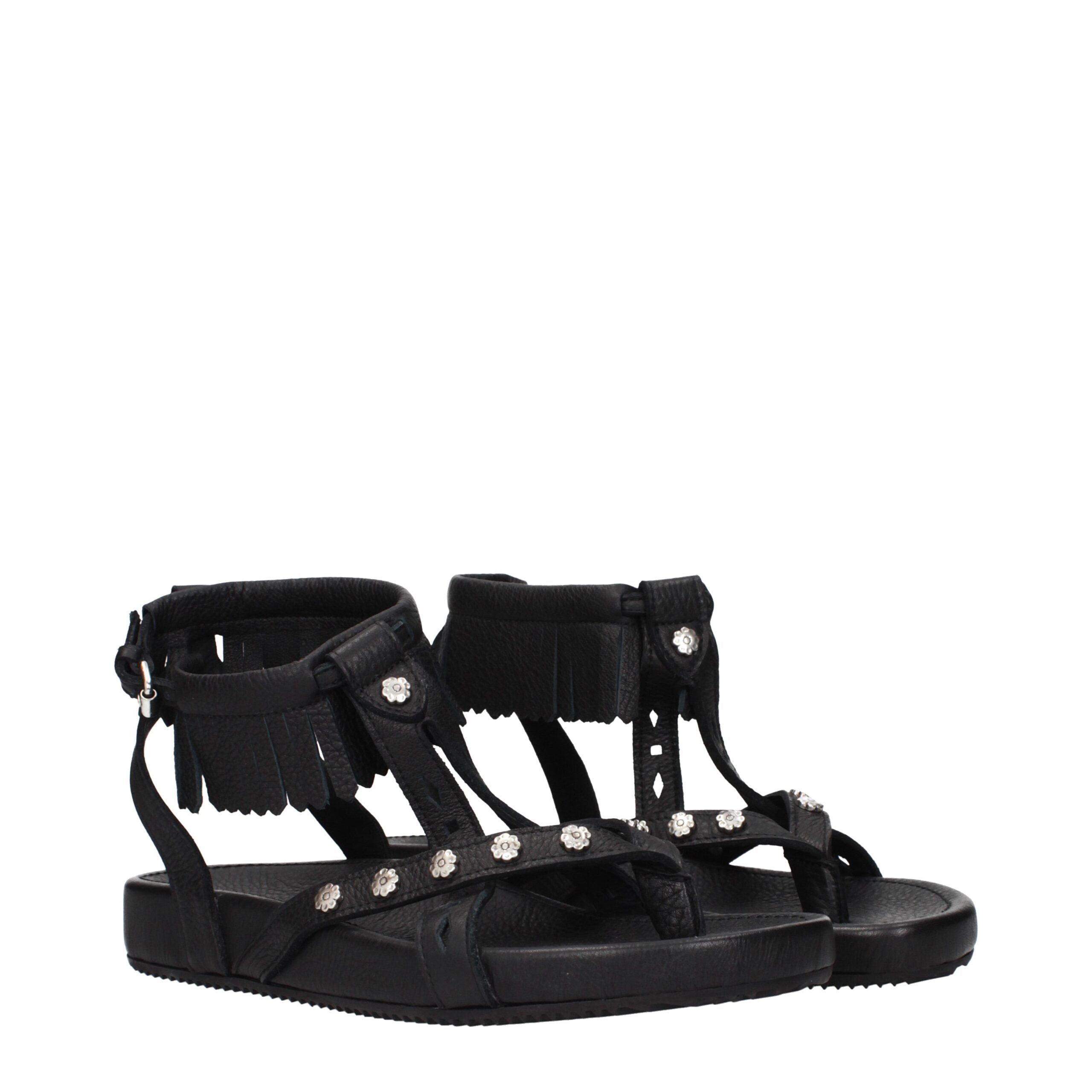 Black Leather Sandals