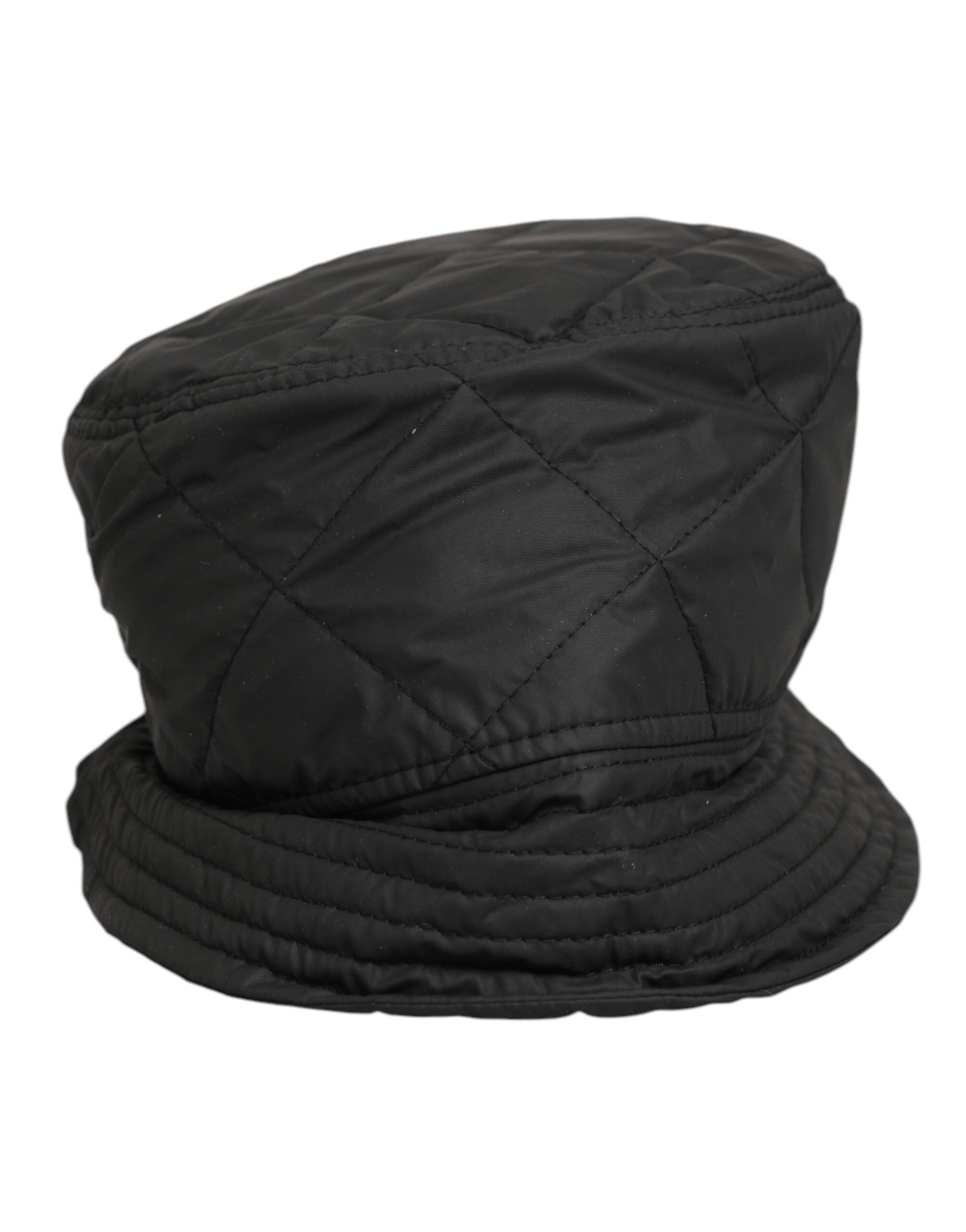 Black Nylon Quilted Bucket Men Capello Hat
