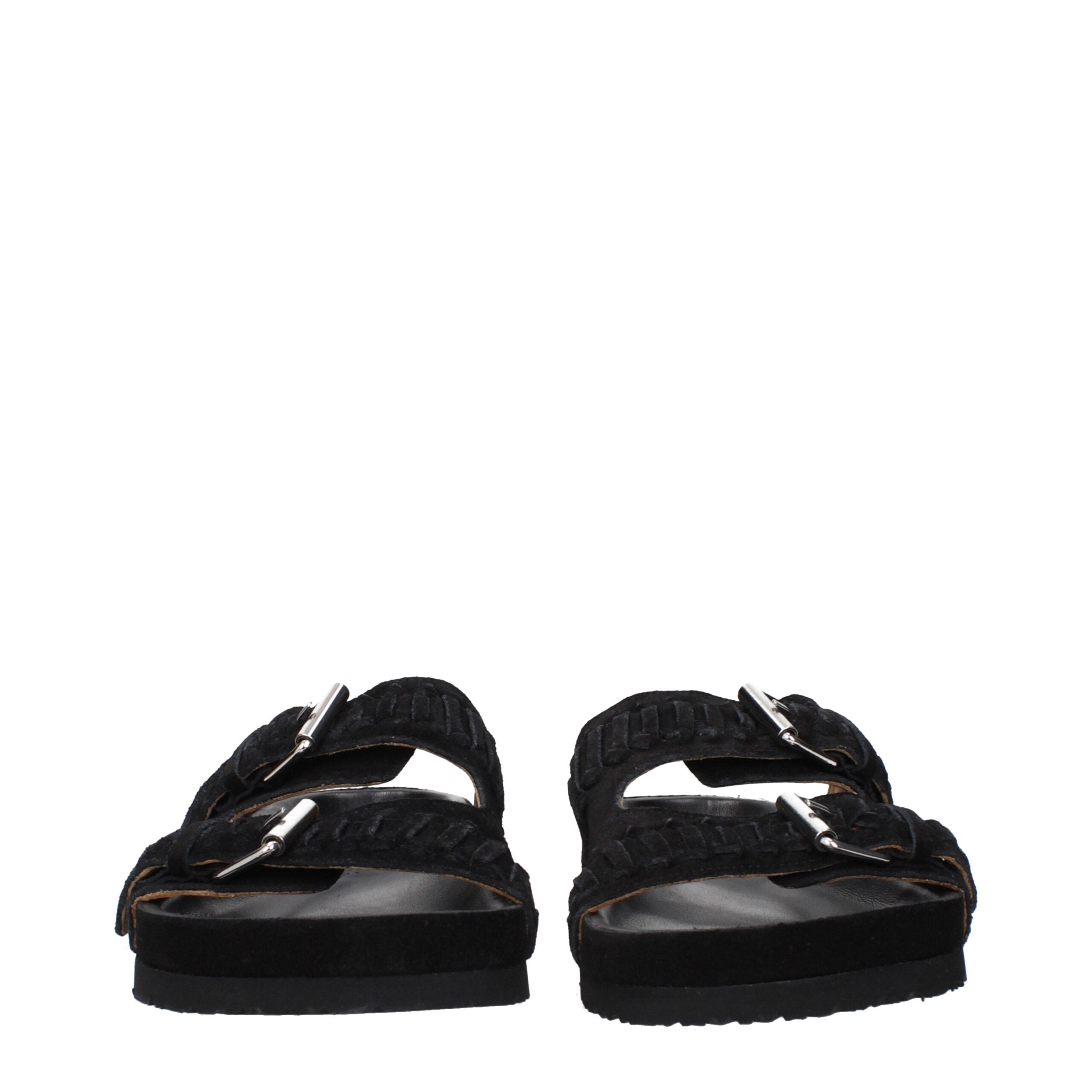 Black Leather Slippers