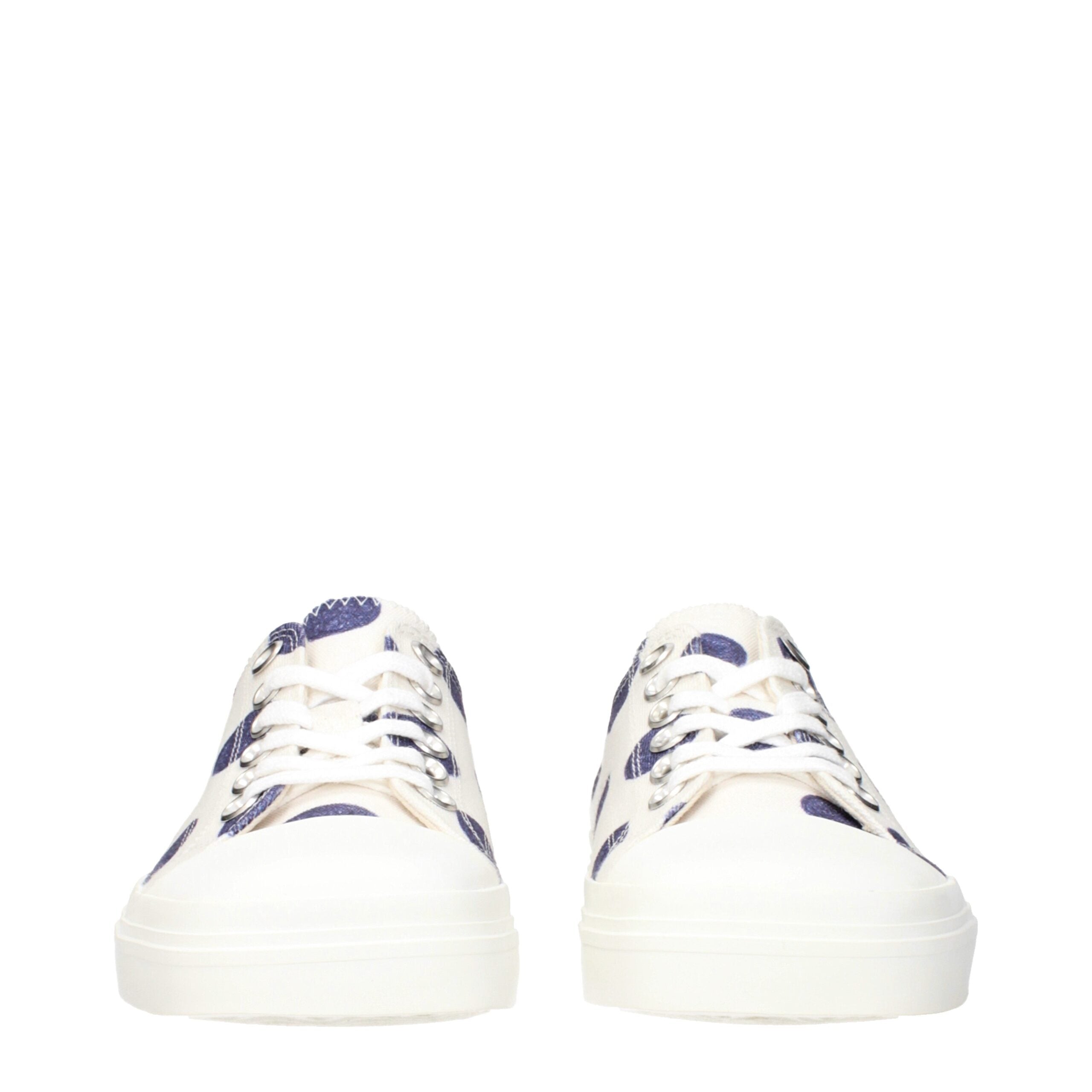 White Fabric Low Top Sneakers