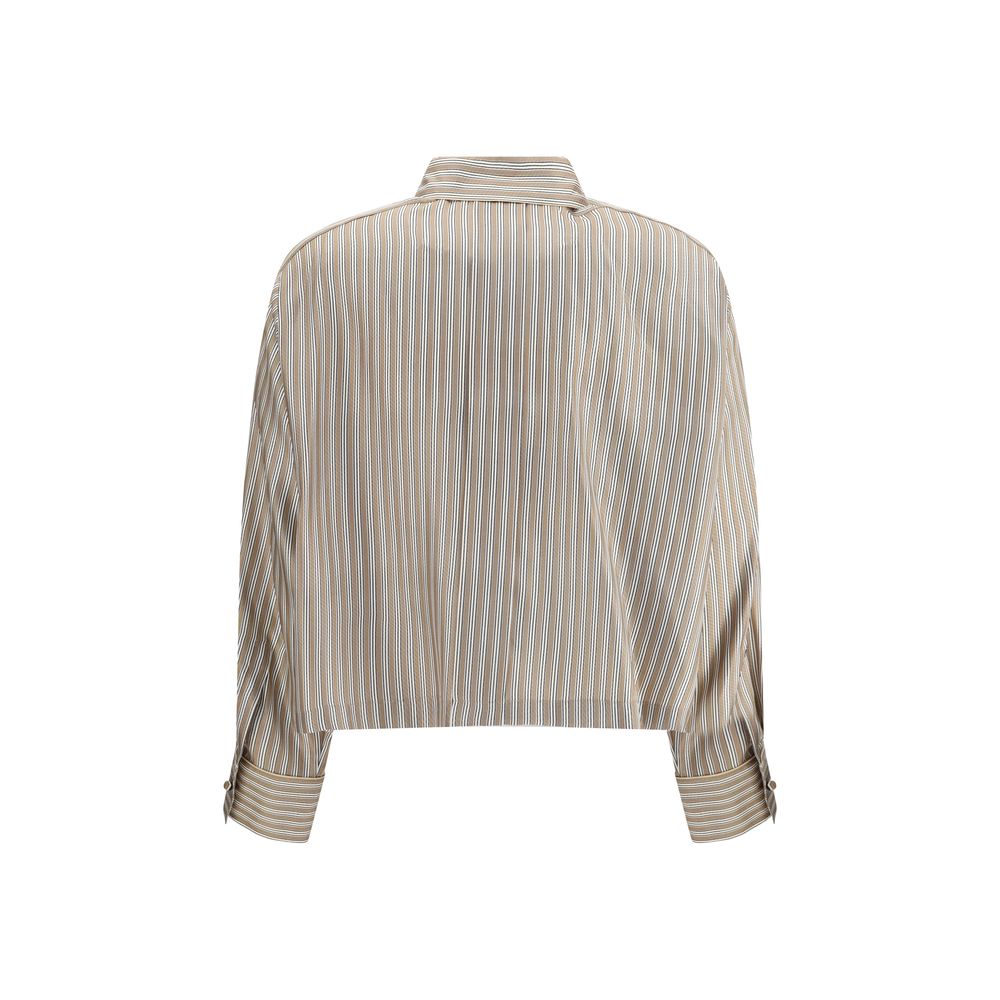 Beige Silk Pattern Shirt