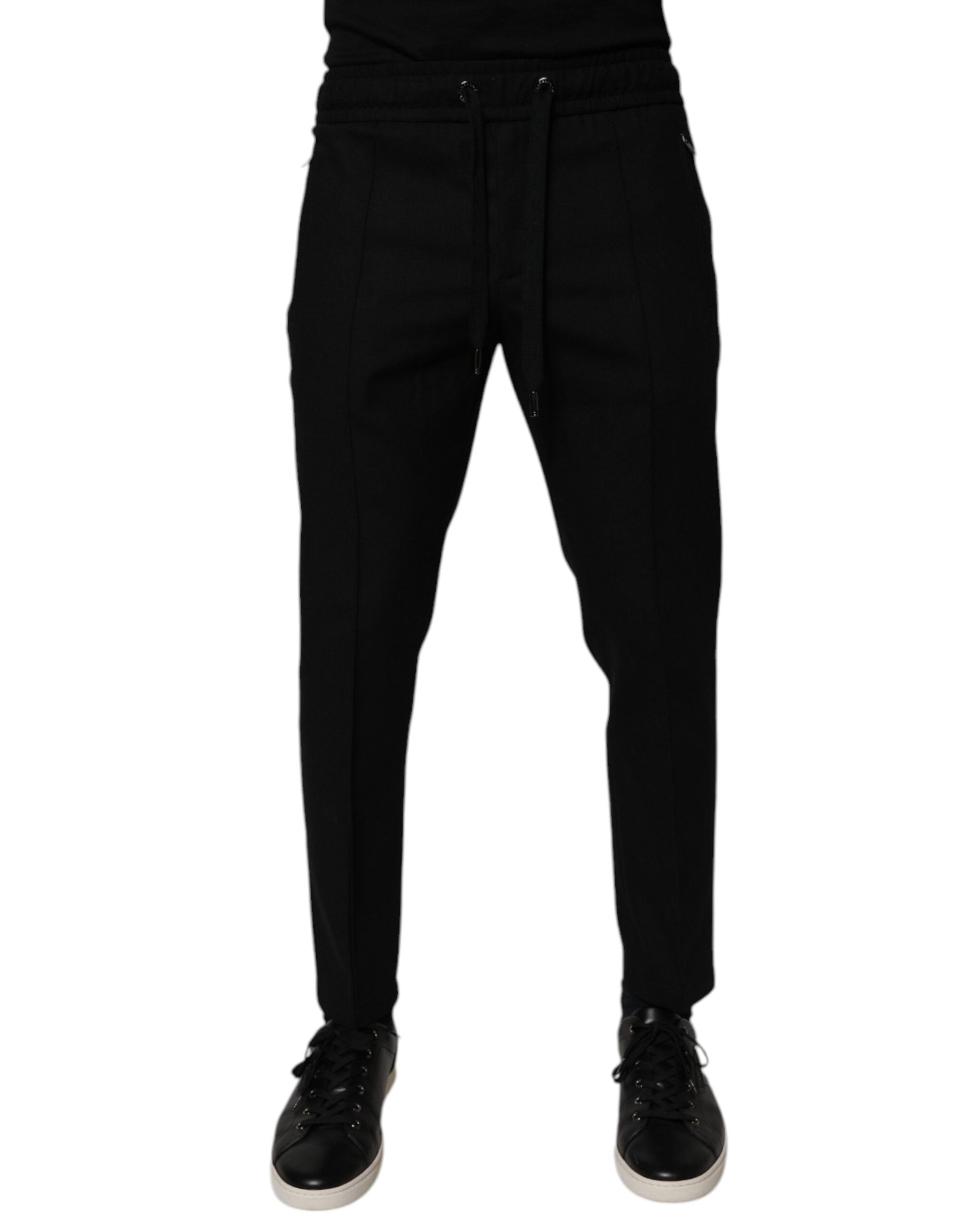 Black Wool Skinny Jogger Men Trouser Pants