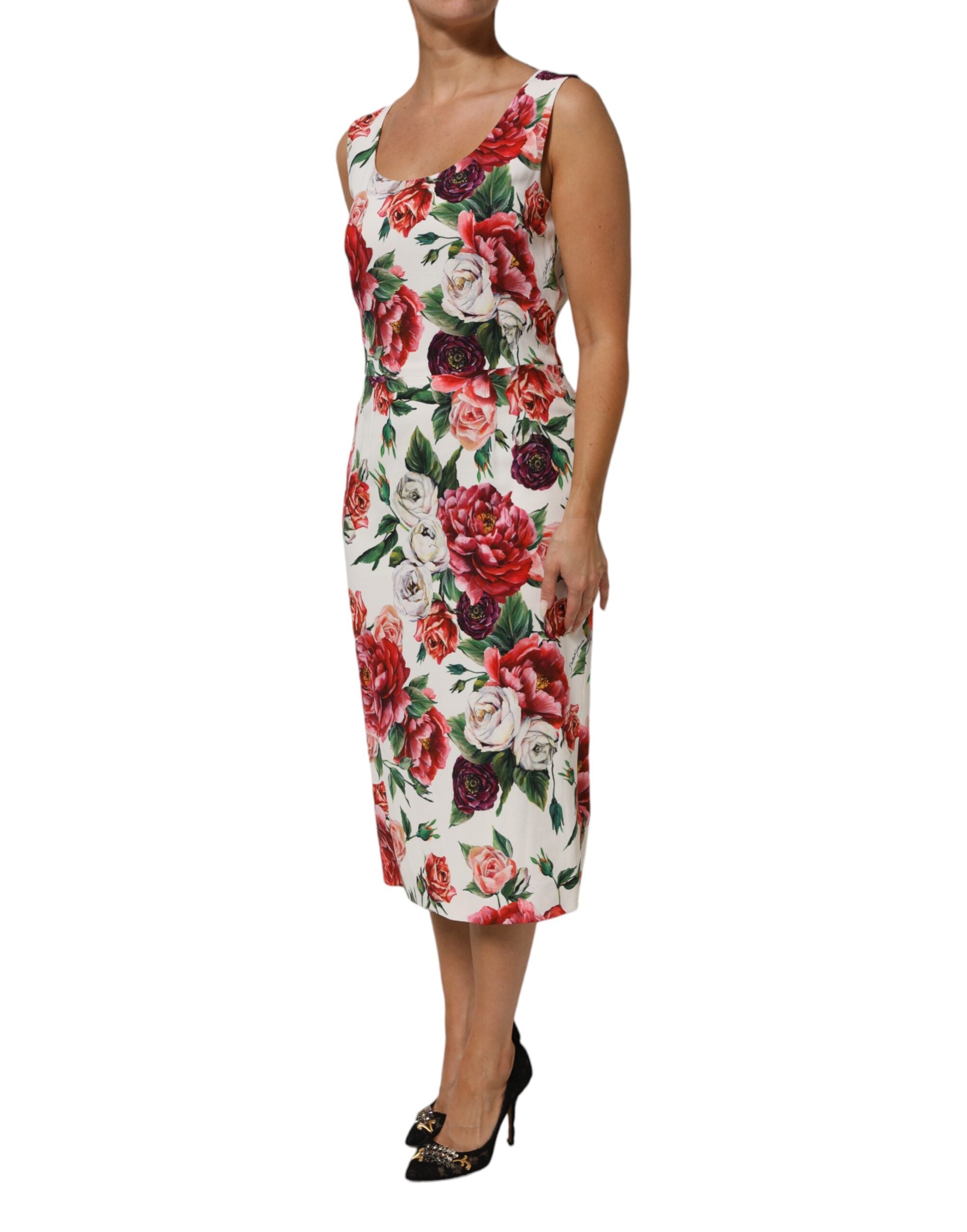 Multicolor Floral Print Viscose Sheath Dress