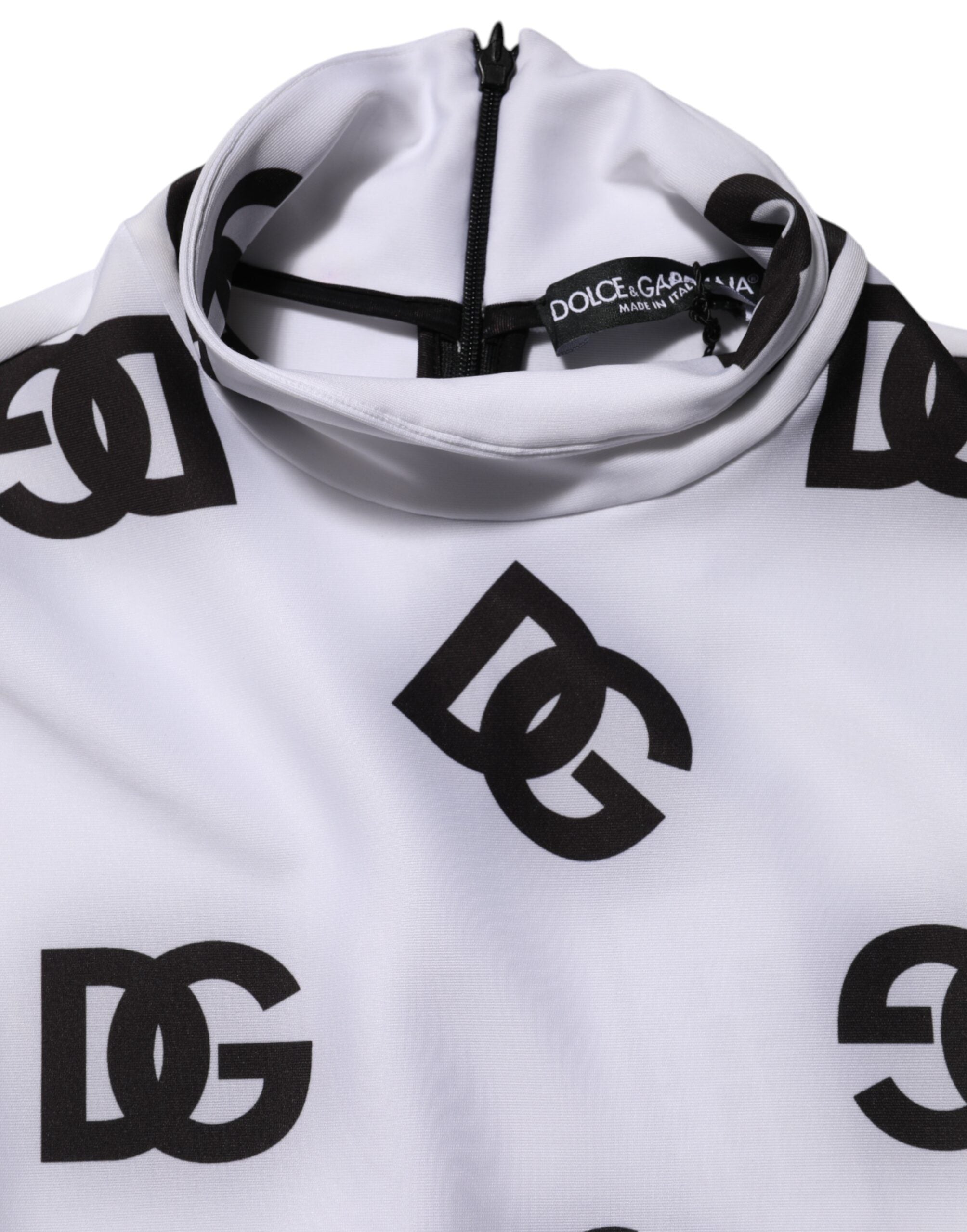 Black White Logo Monogram Long Sleeves Jumpsuit Dress