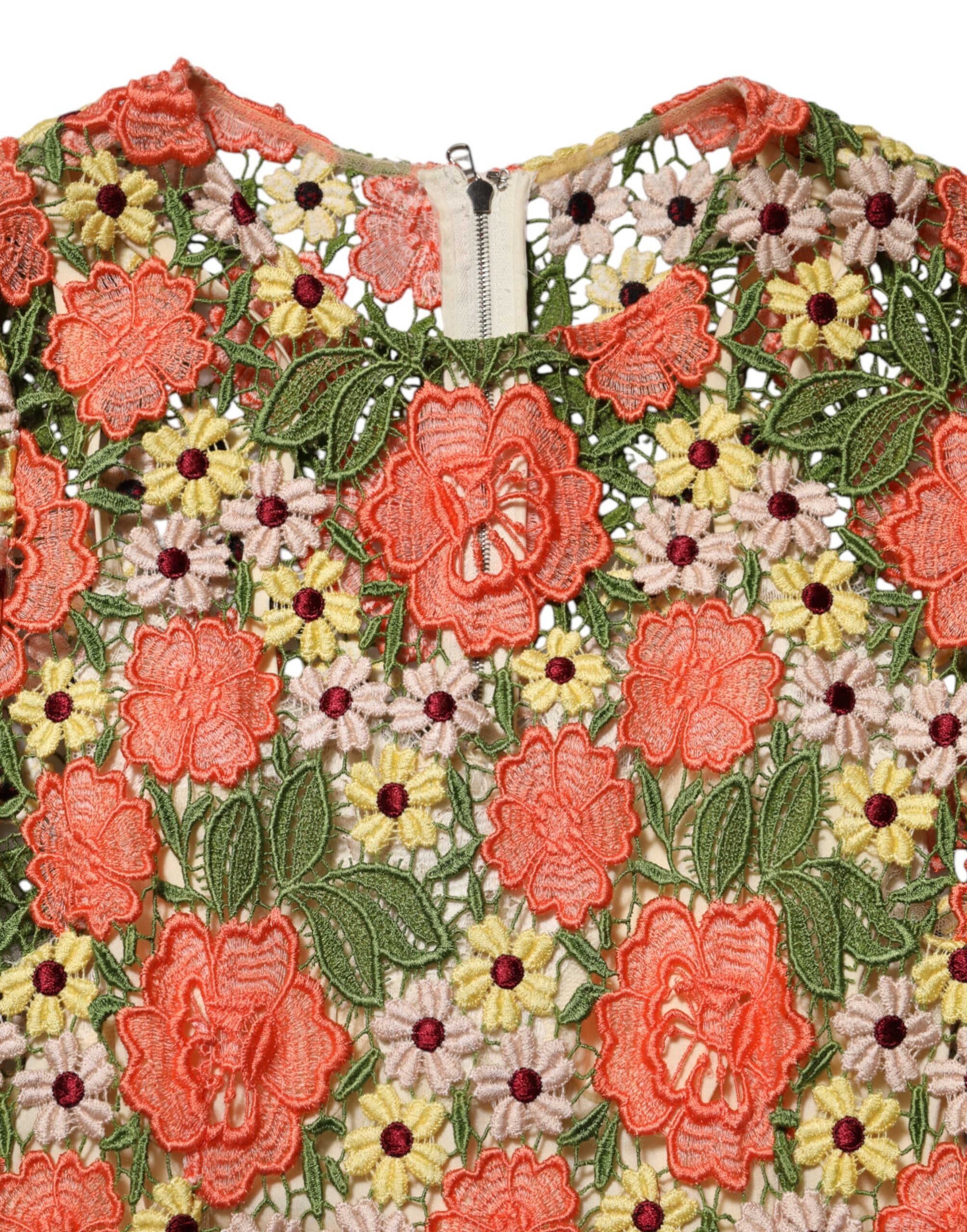 Multicolor Floral Embroidery Aline Mini Dress