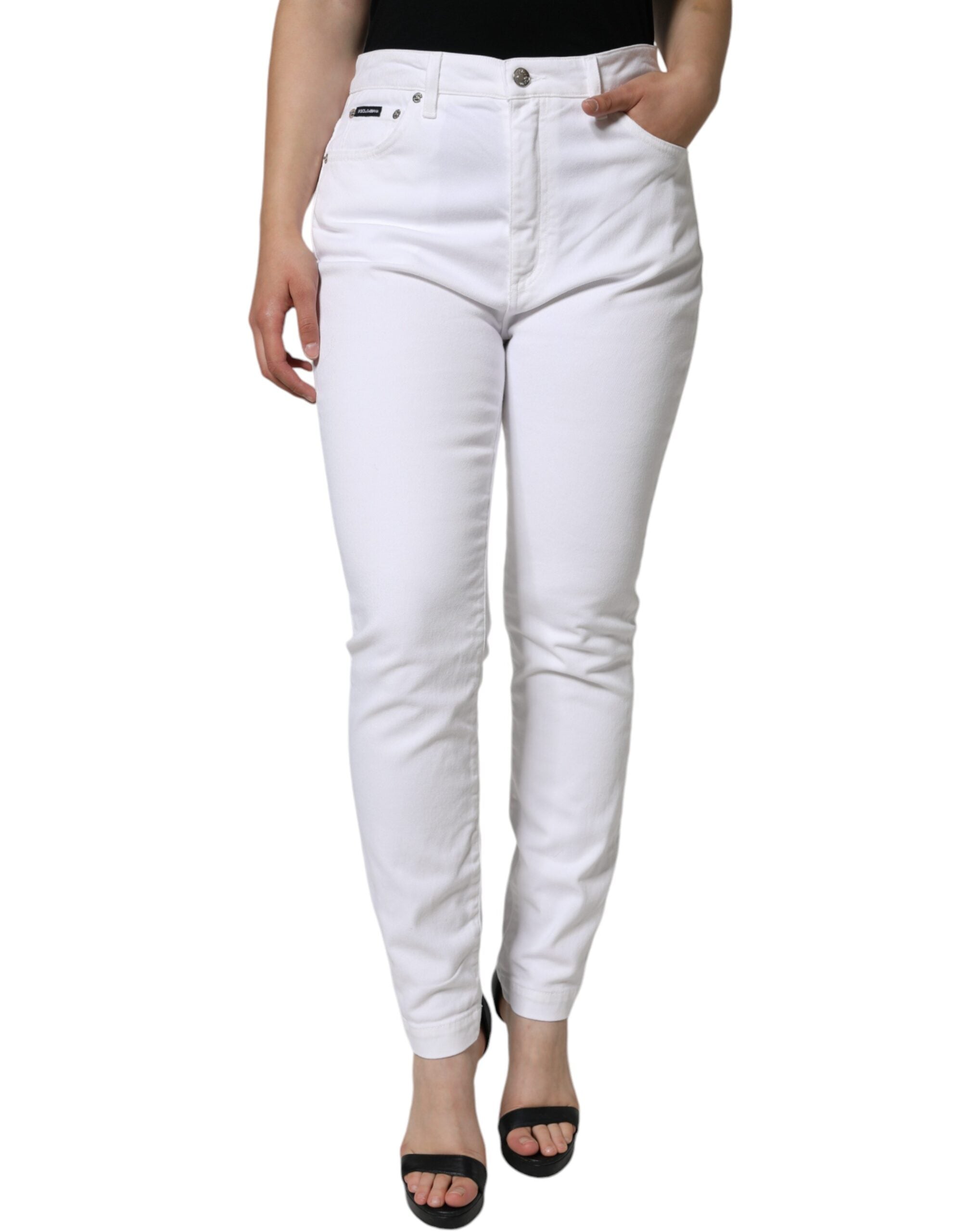 White AUDREY Cotton Logo Skinny Denim Jeans