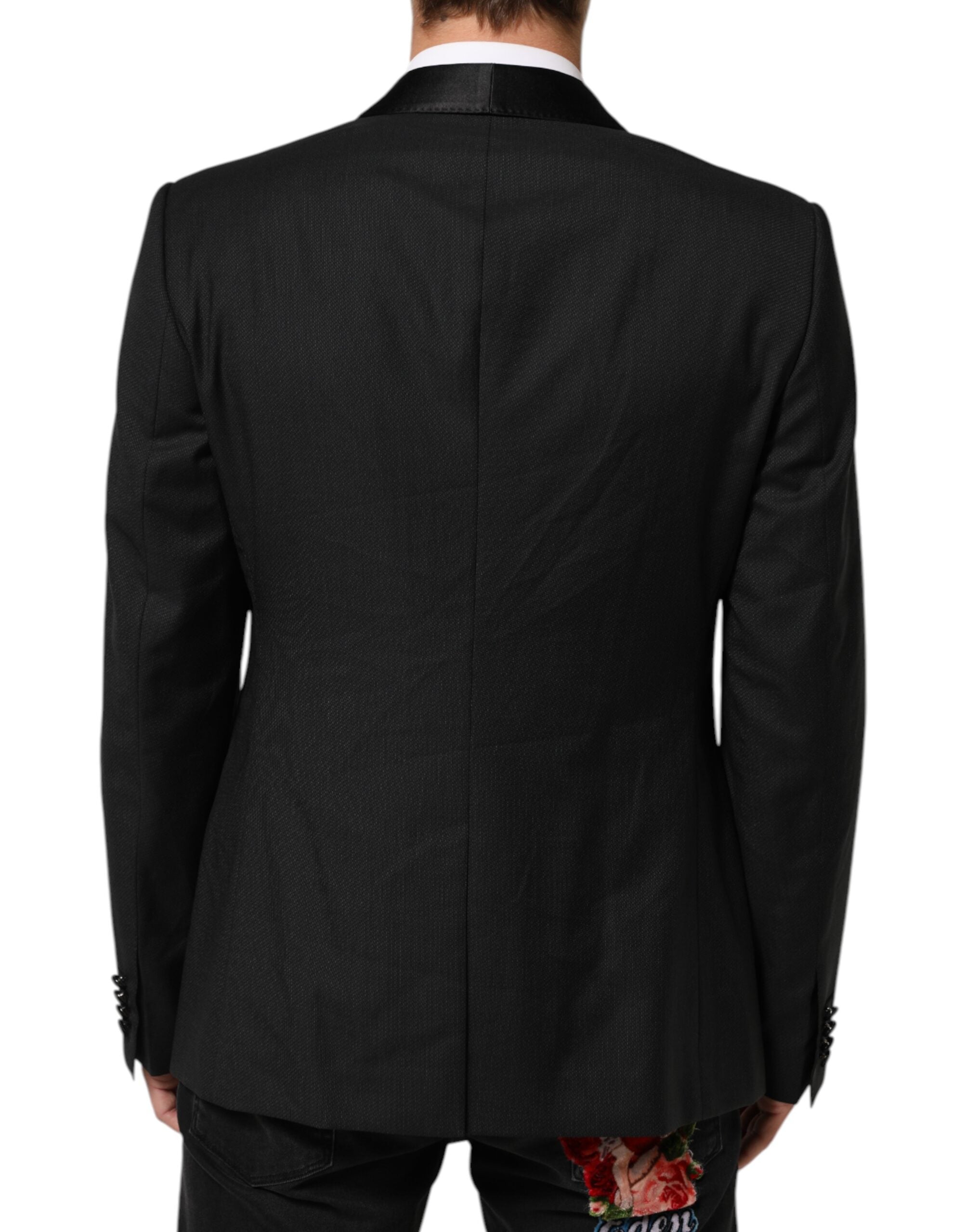 Black Wool GOLD 1 Button Suit Coat Blazer
