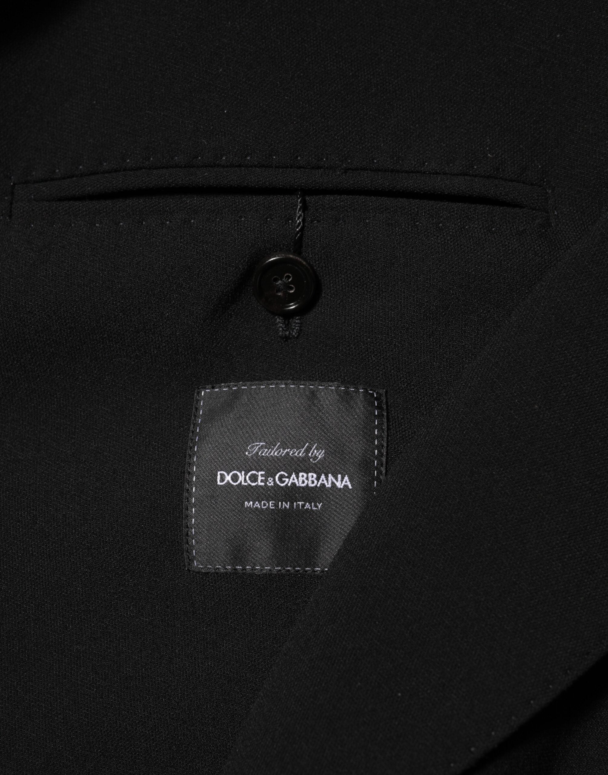 Black Wool Double Breasted Men Jacket Blazer