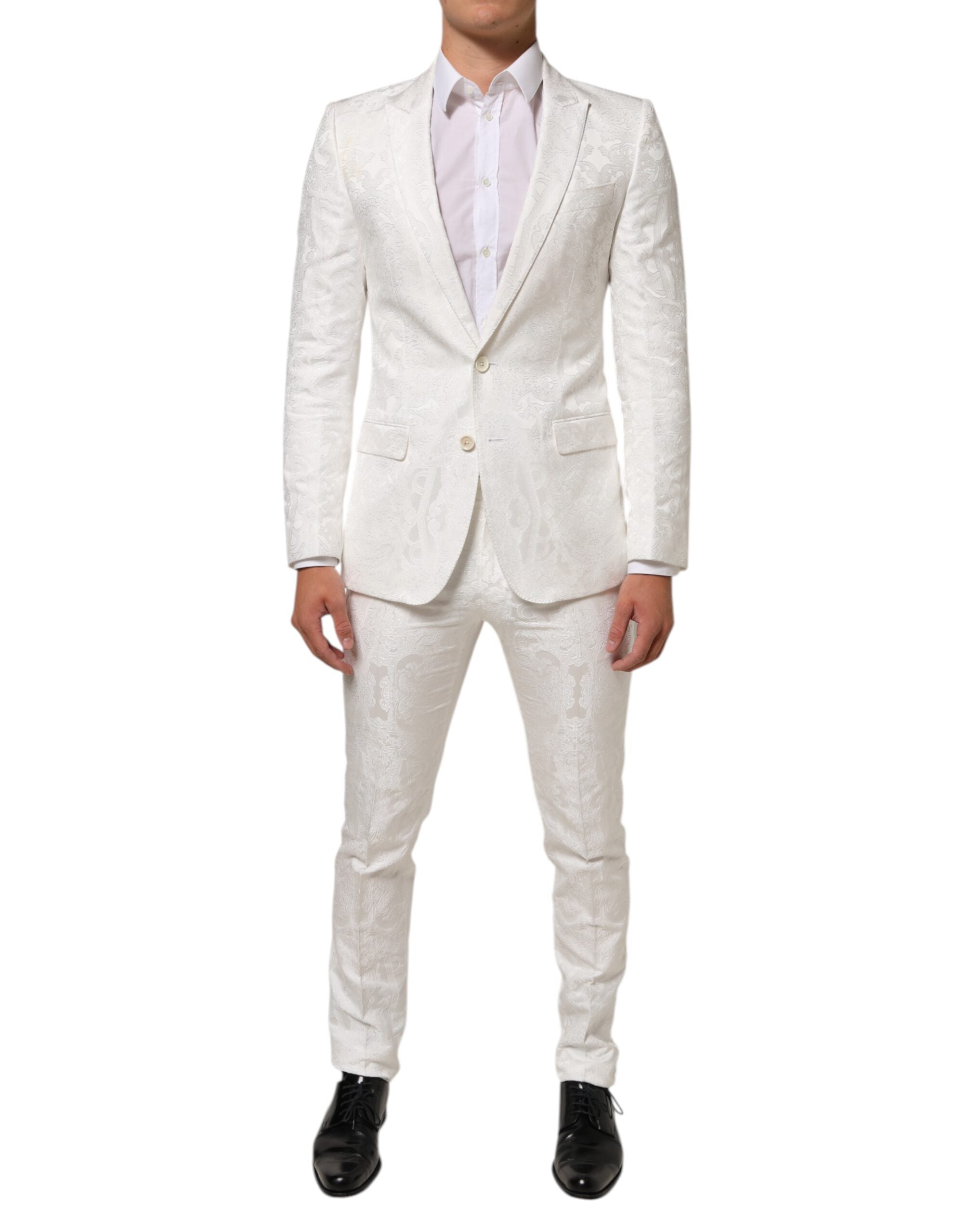 White Brocade 2 Piece MARTINI Formal Suit