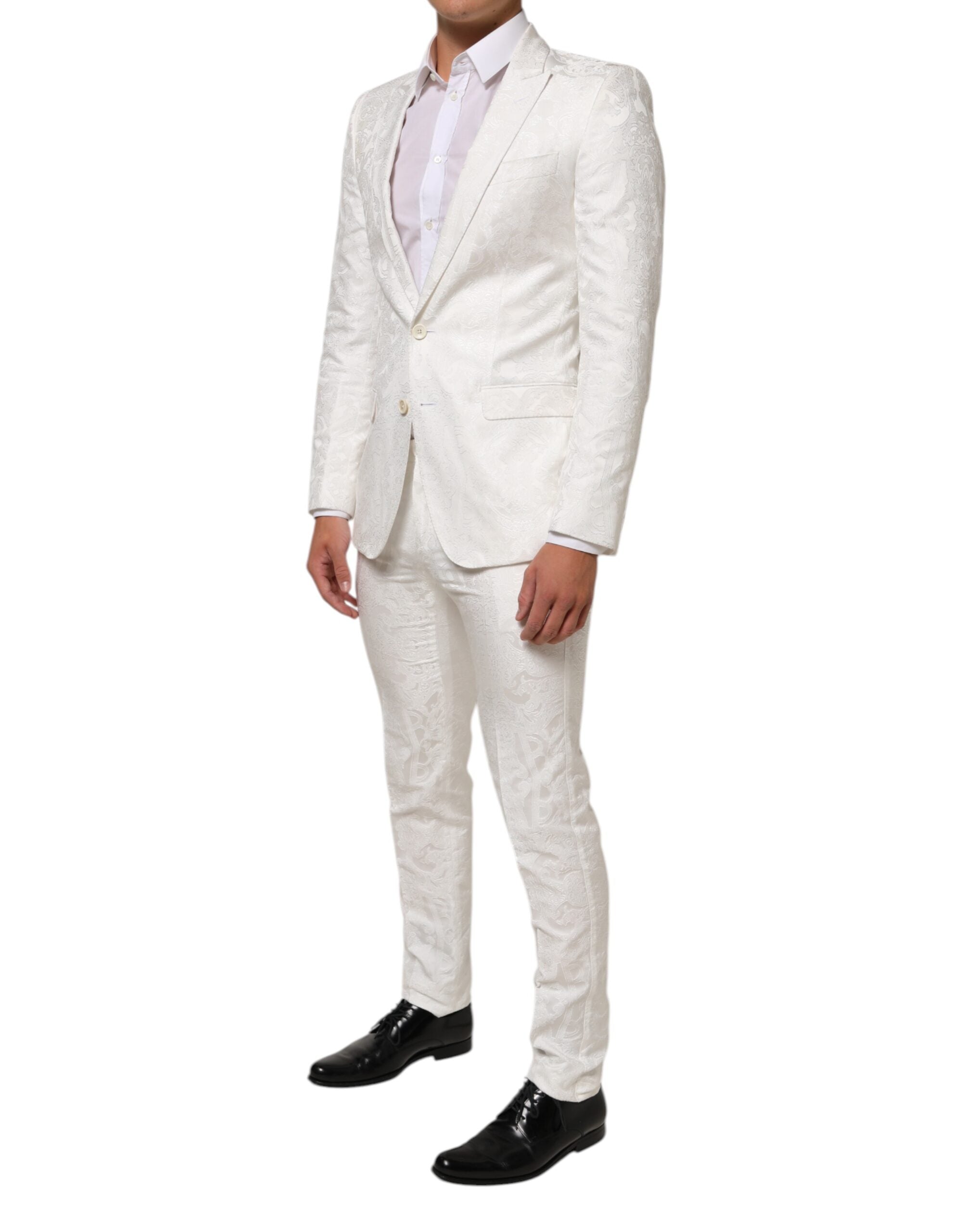 White Brocade 2 Piece MARTINI Formal Suit