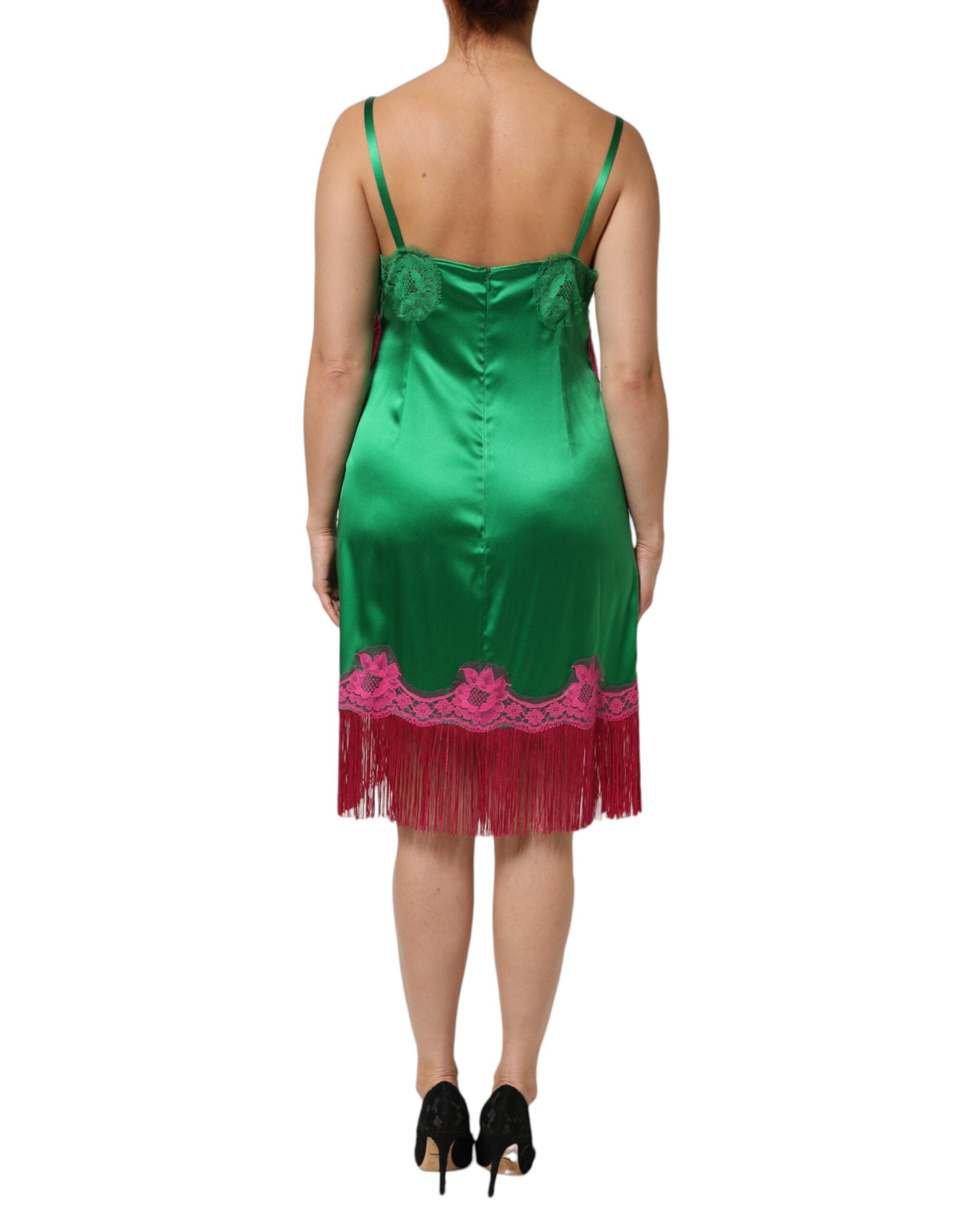 Green Floral Lace Fringes Lingerie Dress