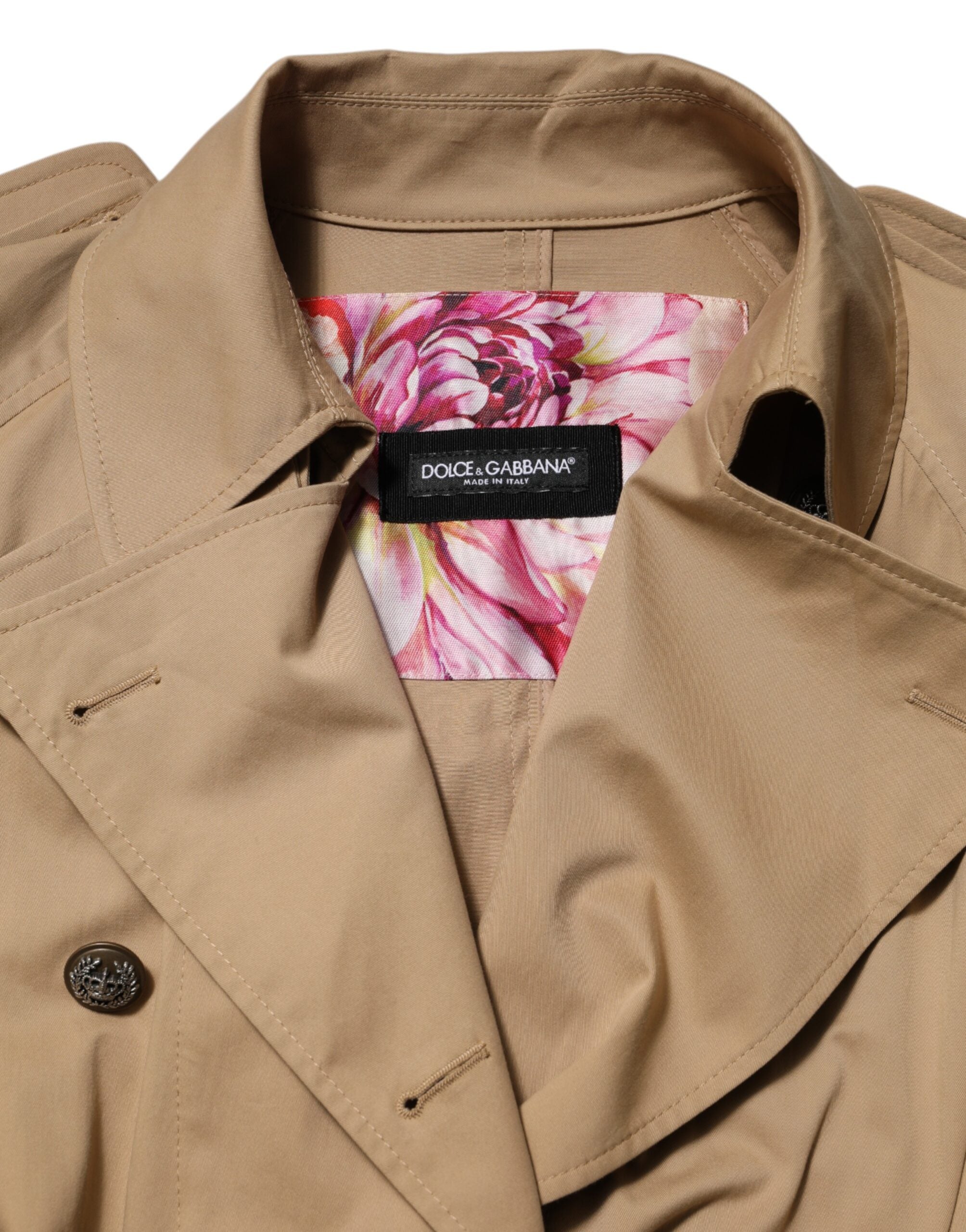 Khaki Double Breasted Trench Coat Jacket