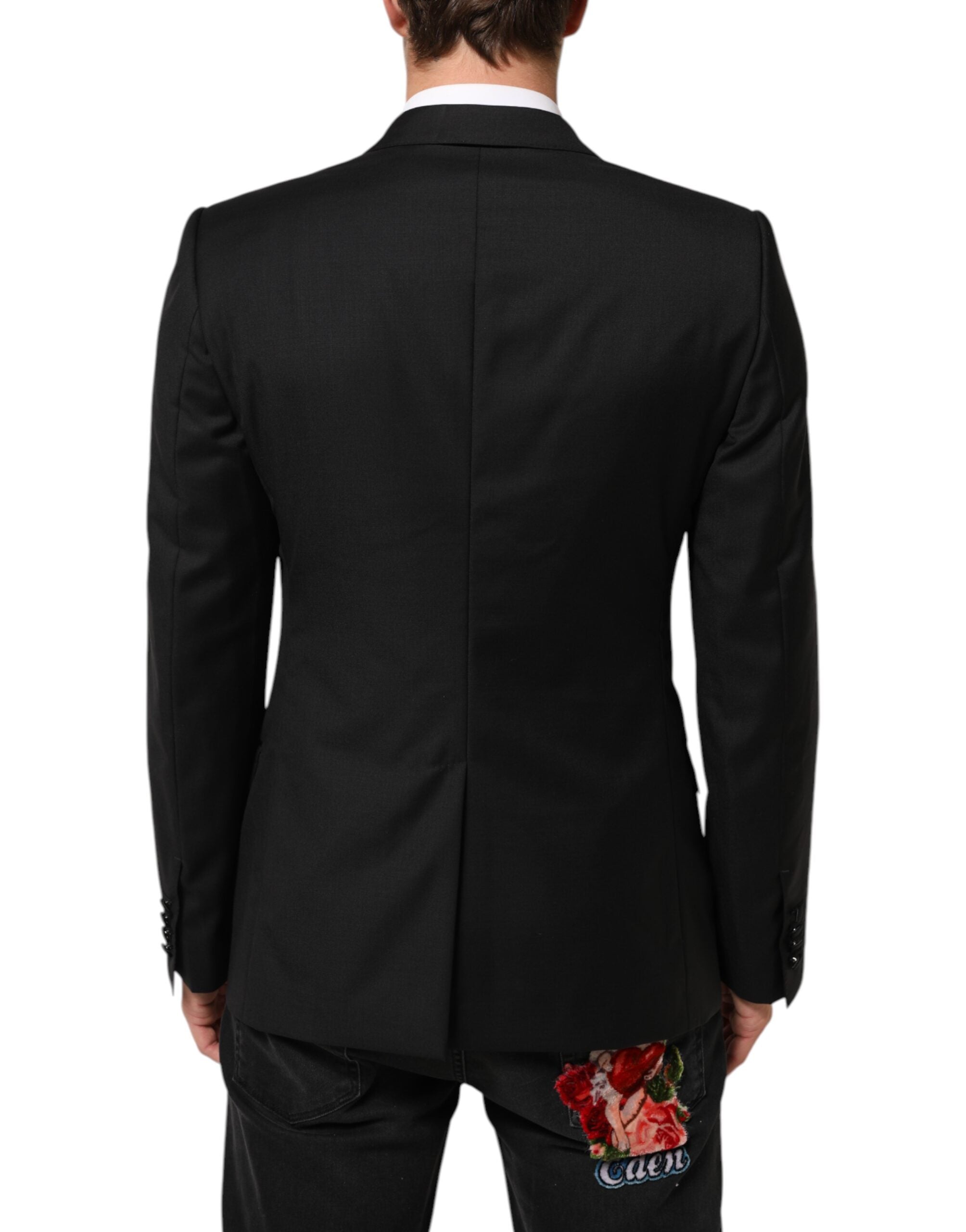 Black MARTINI Double-Breasted Suit Blazer