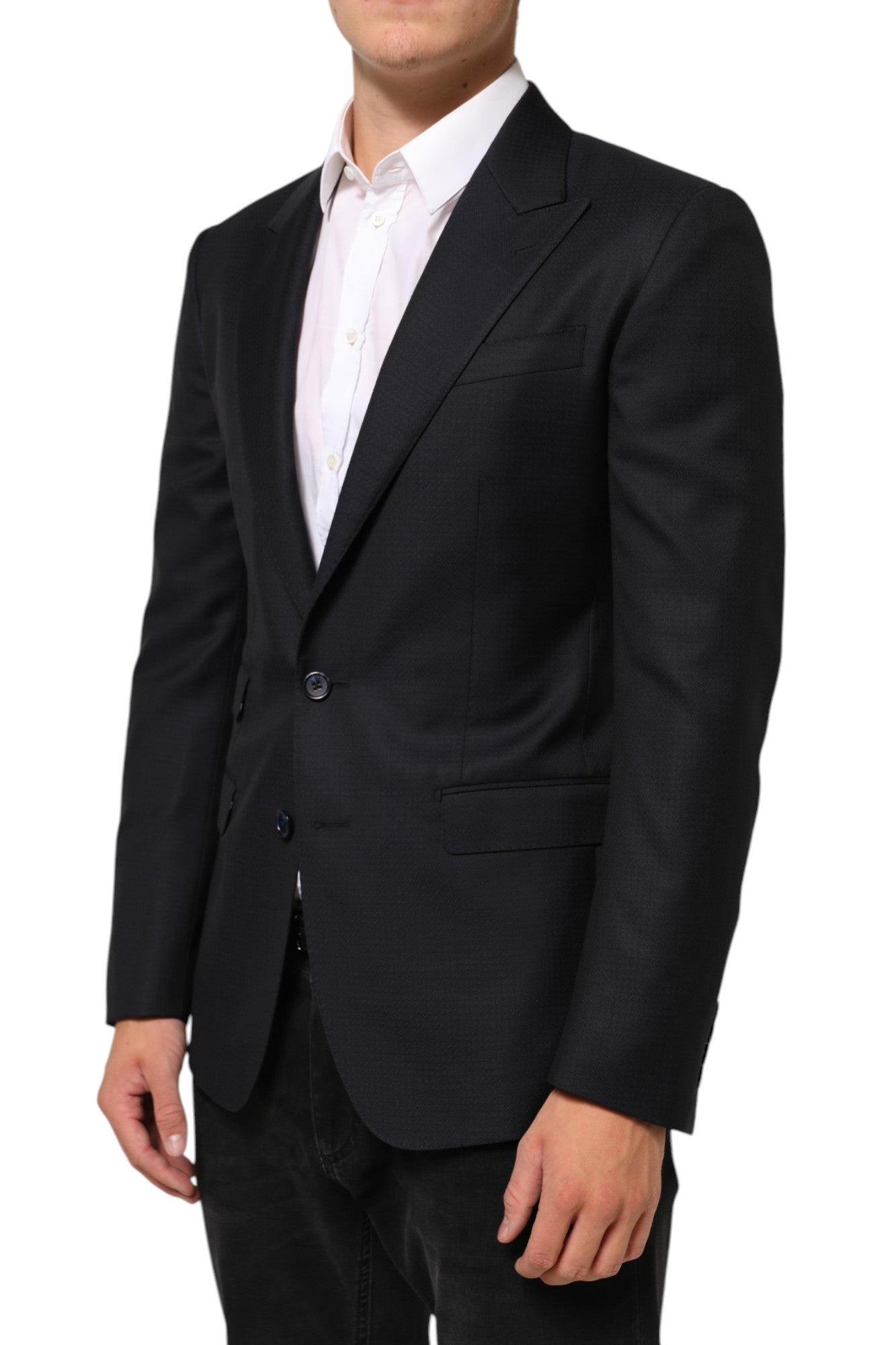 Black Wool NAPOLI 2 Button Men Suit Blazer