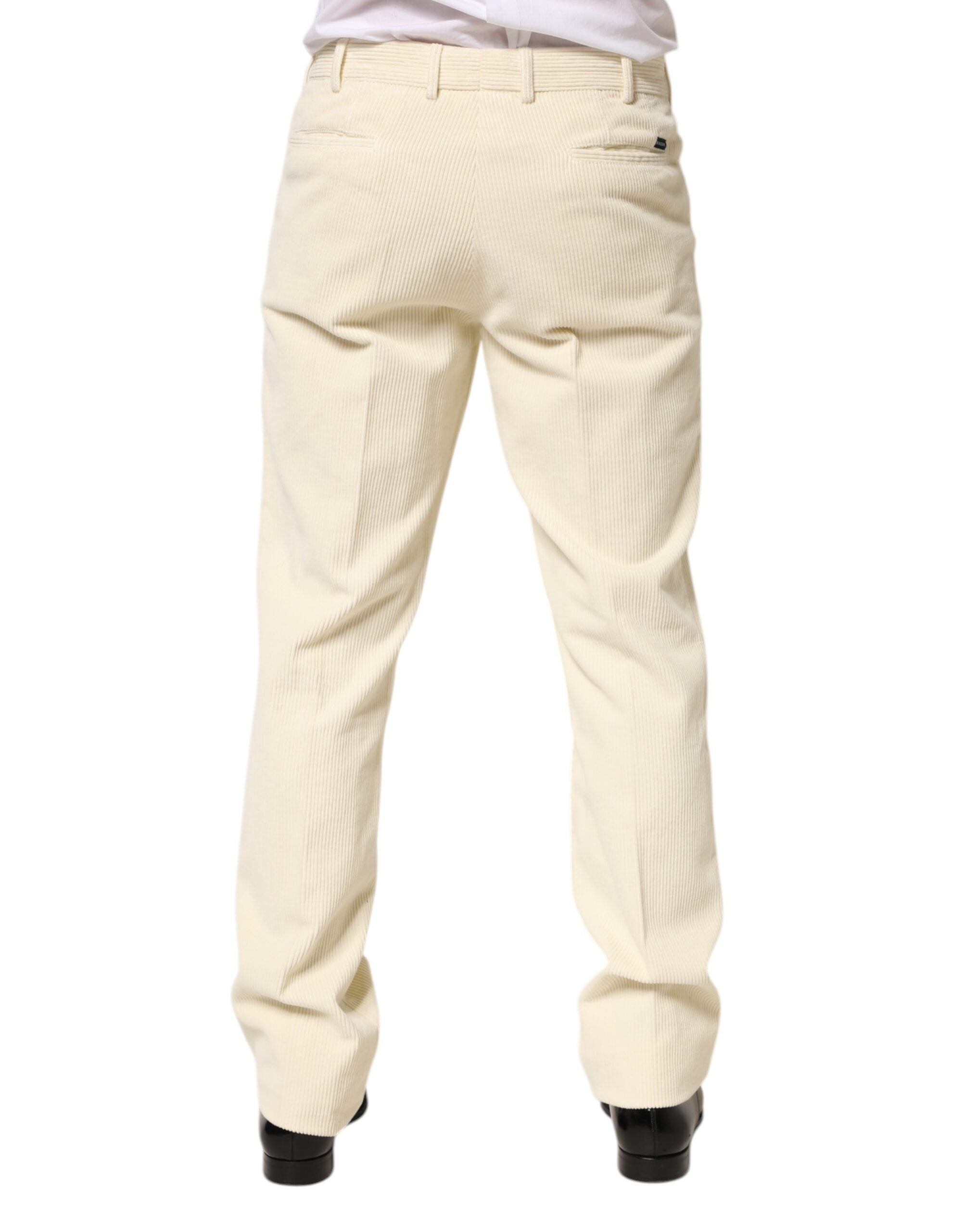 Beige Corduroy Cotton Straight Men Trouser Pants