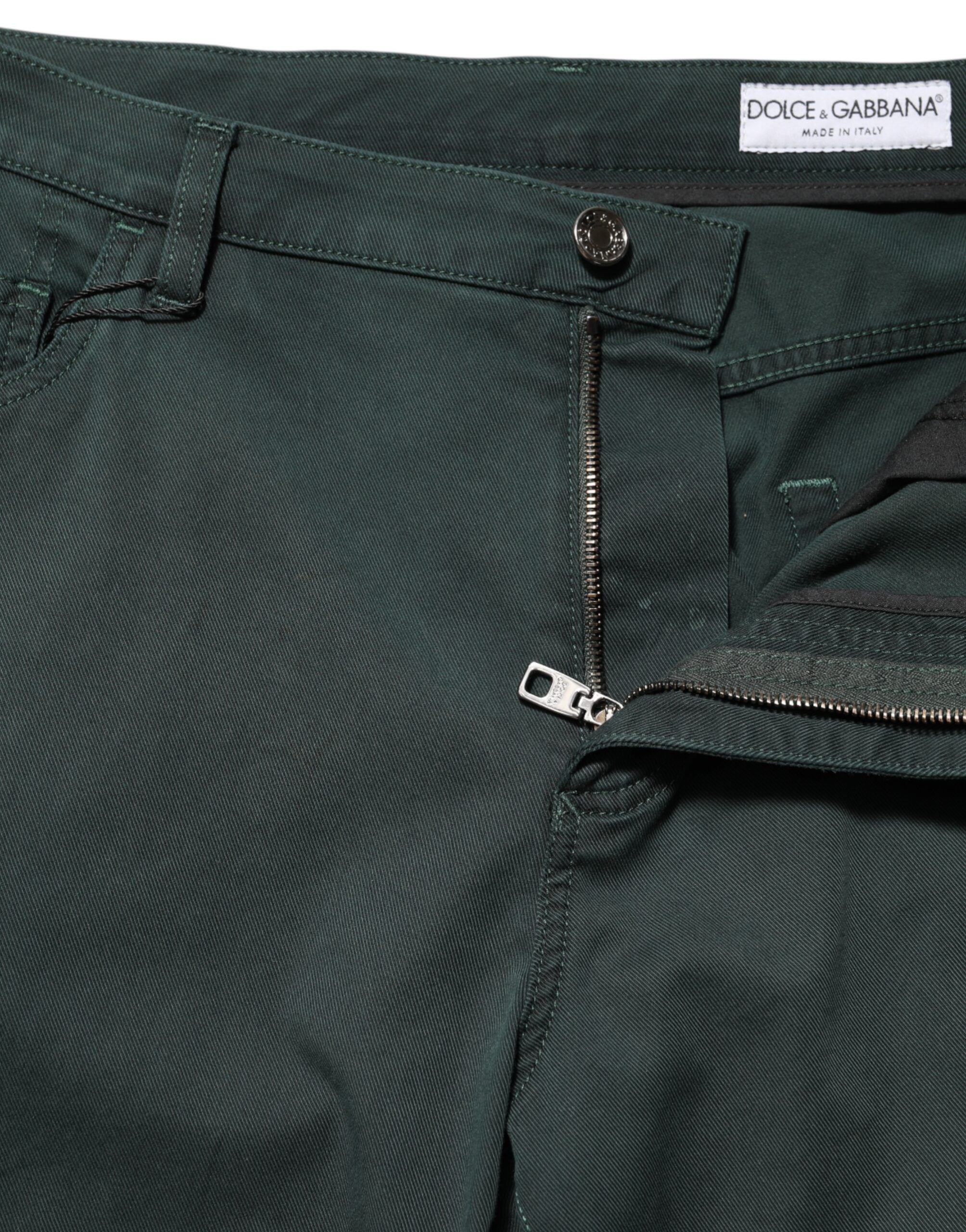 Green Cotton Stretch Men Loose Denim Jeans