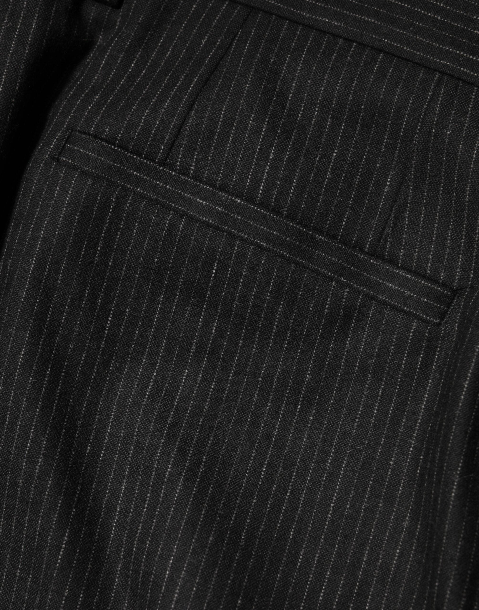 Black Cotton Mid Waist Dress Trouser Pants