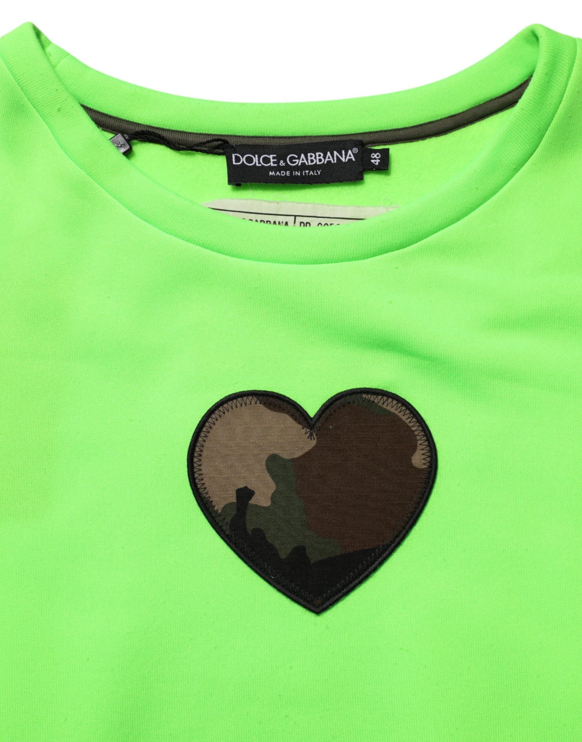 Green Patchwork Heart Men Sweatshirt Sweater