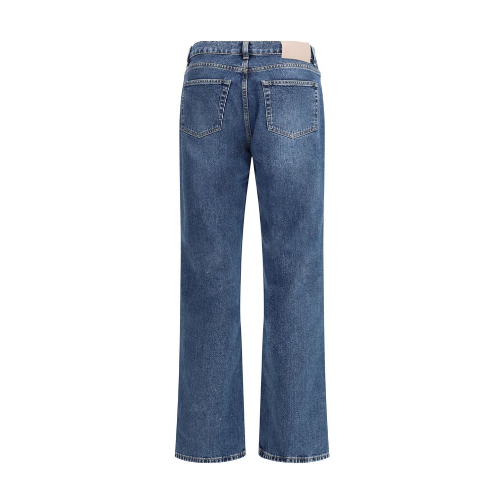 Blue Cotton Bootcut Jeans