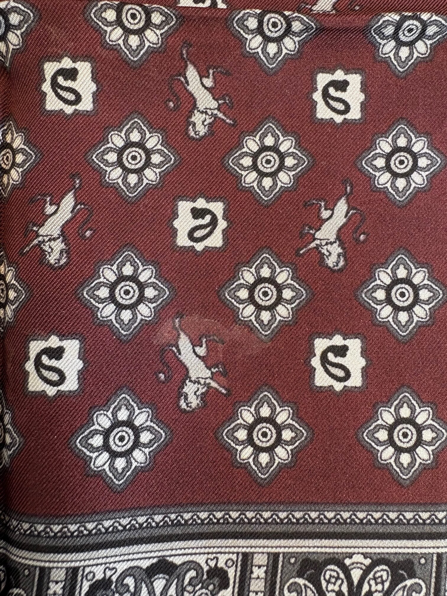 Bordeaux Bandana Silk Square Handkerchief Scarf