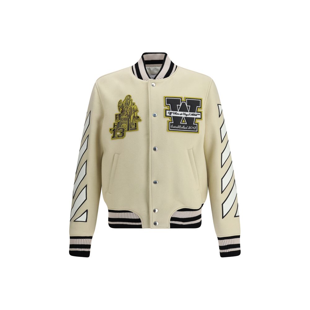 Cream Polyamide Bomber