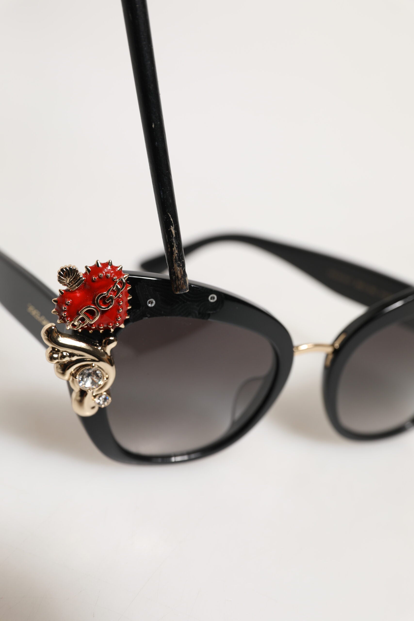 DG4319F Red Sacred Heart Crystal Butterfly Sunglasses
