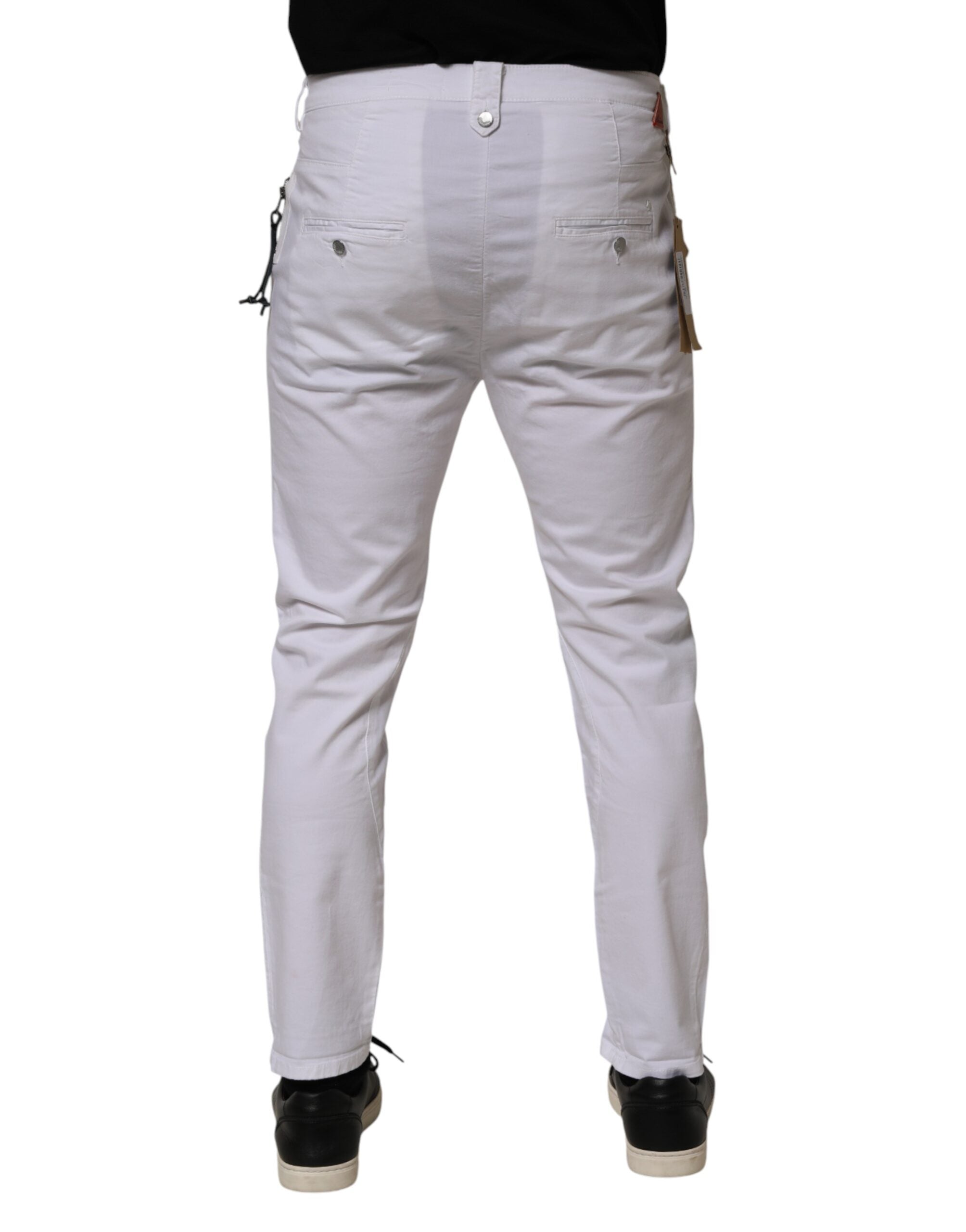 White Cotton Stretch Slim Fit Denim Jeans