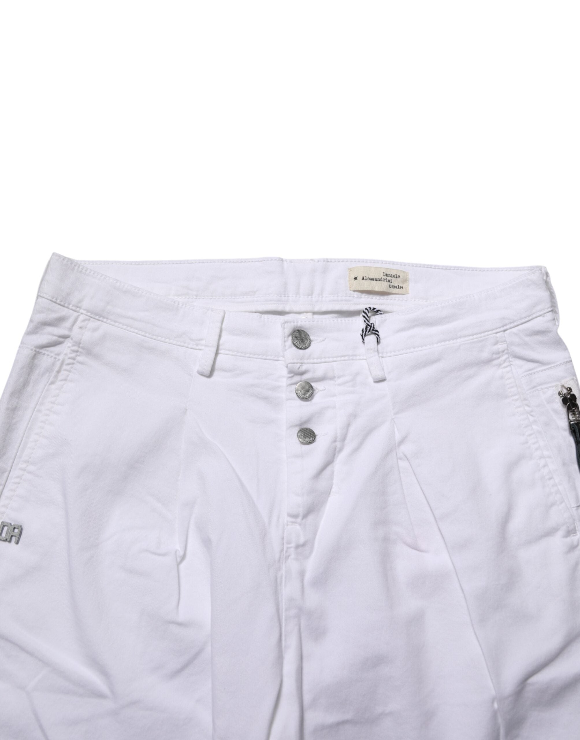 White Cotton Stretch Slim Fit Denim Jeans