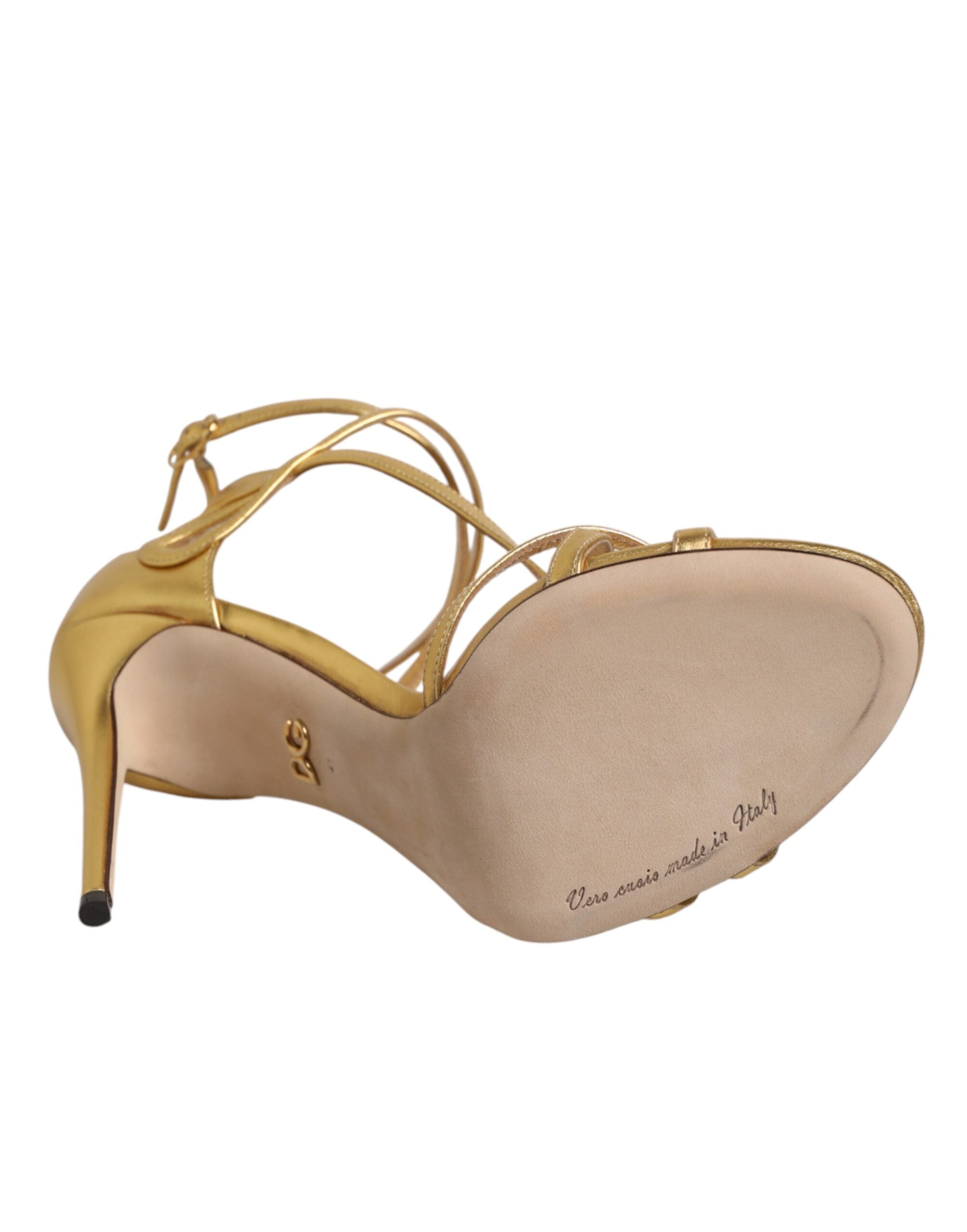 Gold Leather Keira Heels Sandals Shoes